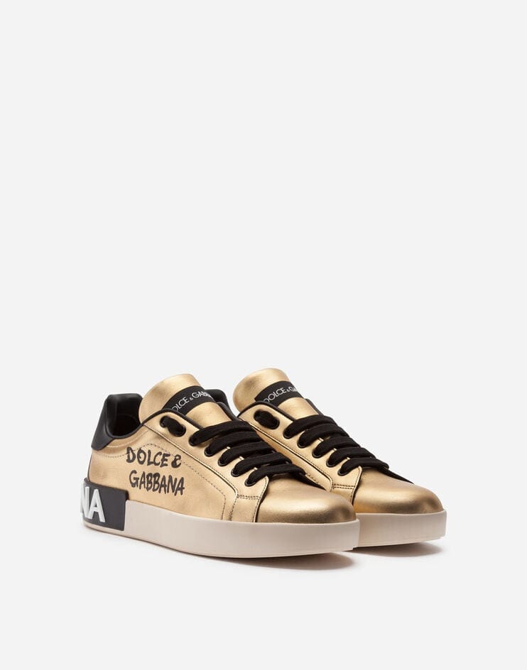 Dolce & Gabbana Foiled Calfskin Portofino Sneakers