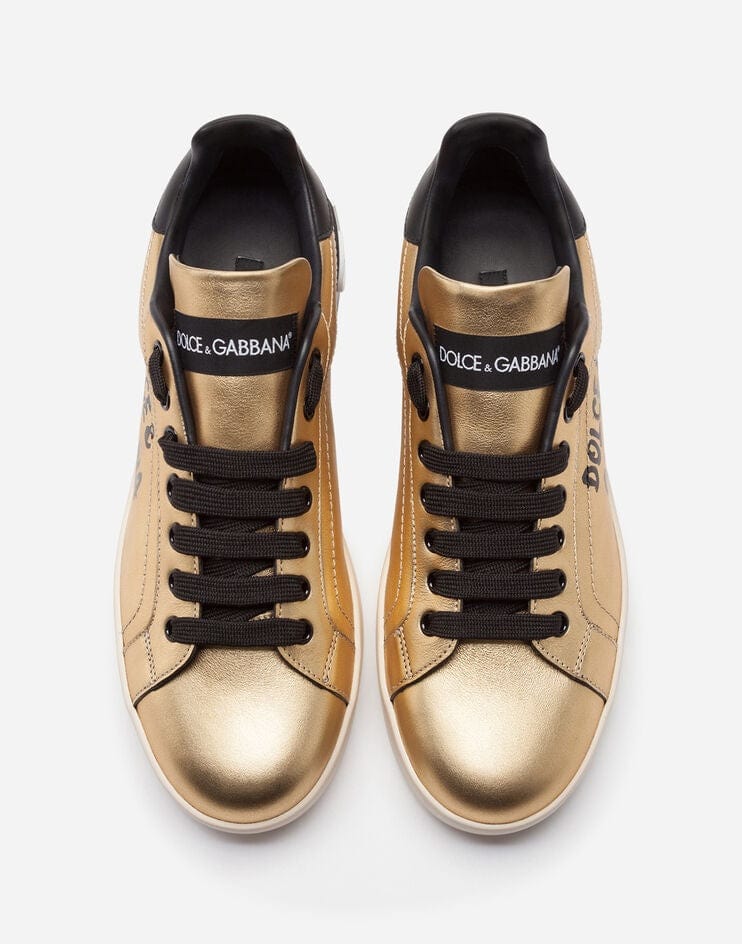 Dolce & Gabbana Foiled Calfskin Portofino Sneakers