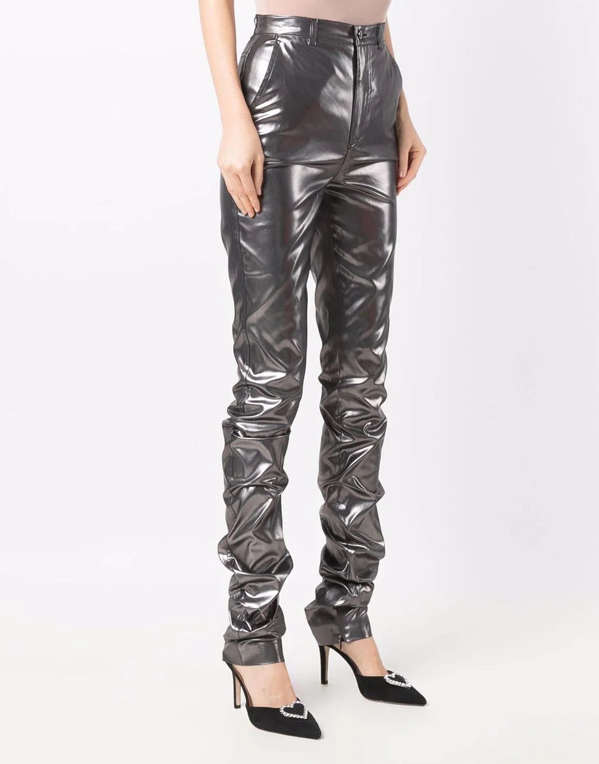 Metallic high-rise skinny jeans in silver - Dolce Gabbana