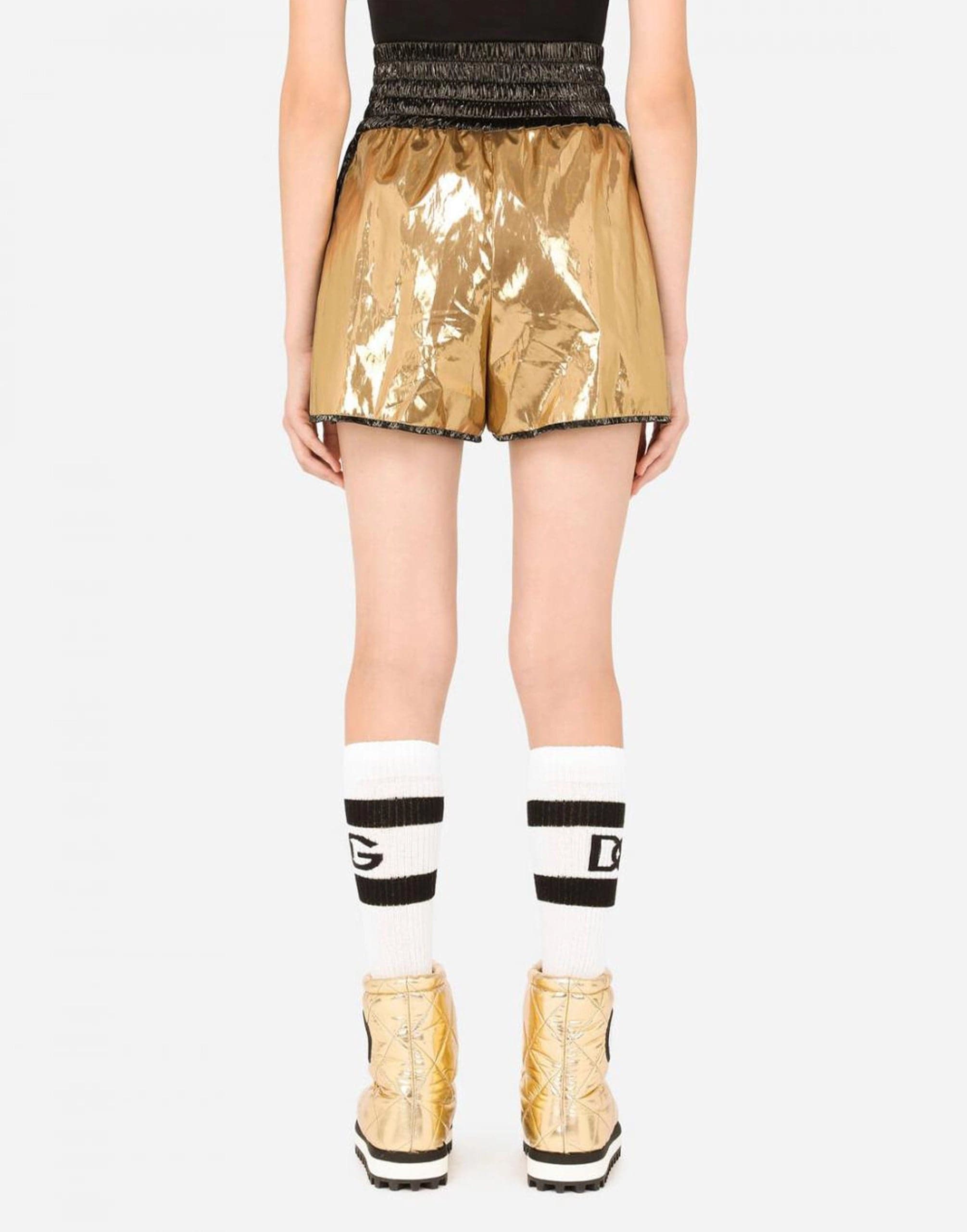 Dolce & Gabbana Foiled-Gold Nylon Shorts