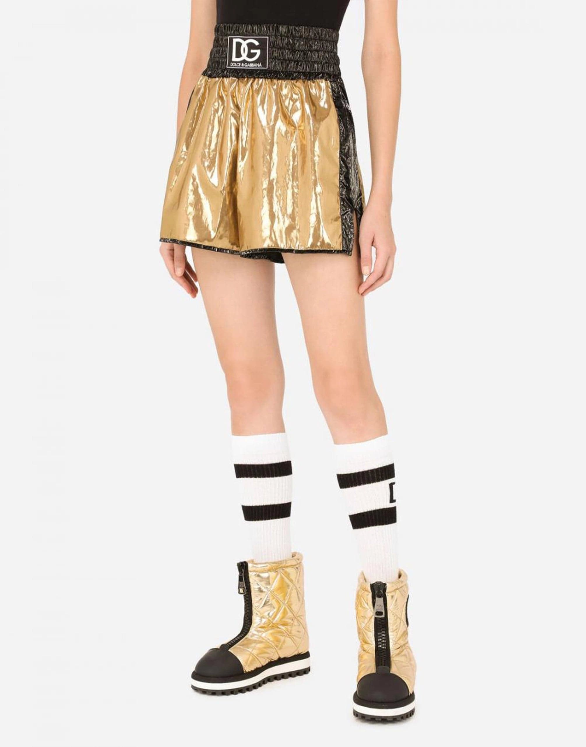 Dolce & Gabbana Foiled-Gold Nylon Shorts