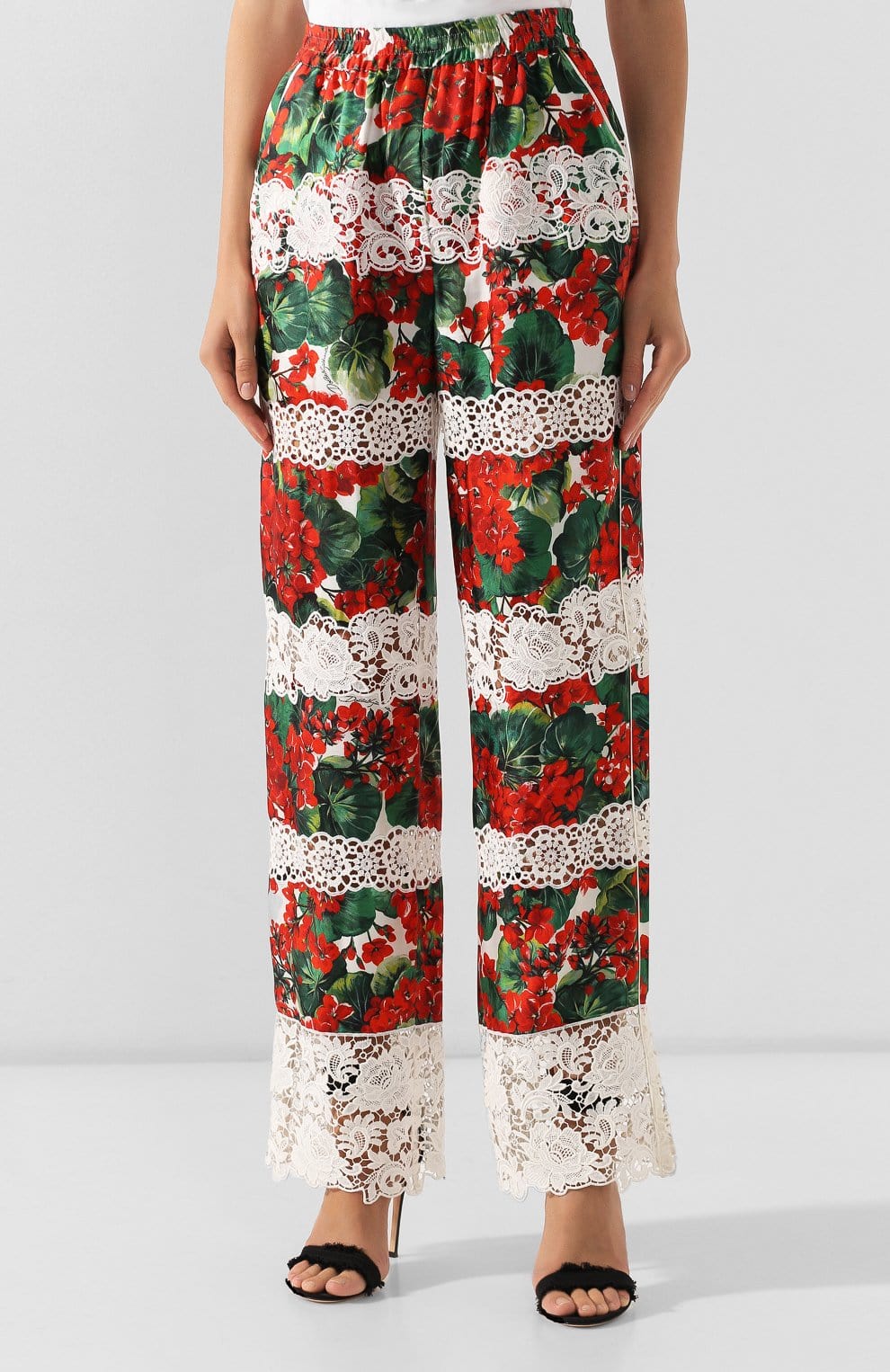 Dolce & Gabbana Foral-Print Lace Pants