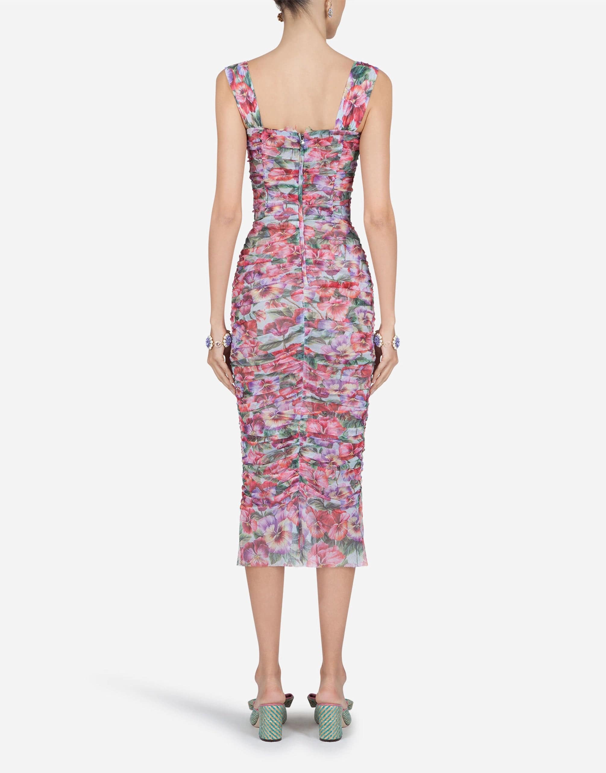 Dolce & Gabbana Form-Fitting Violet Print Midi Dress