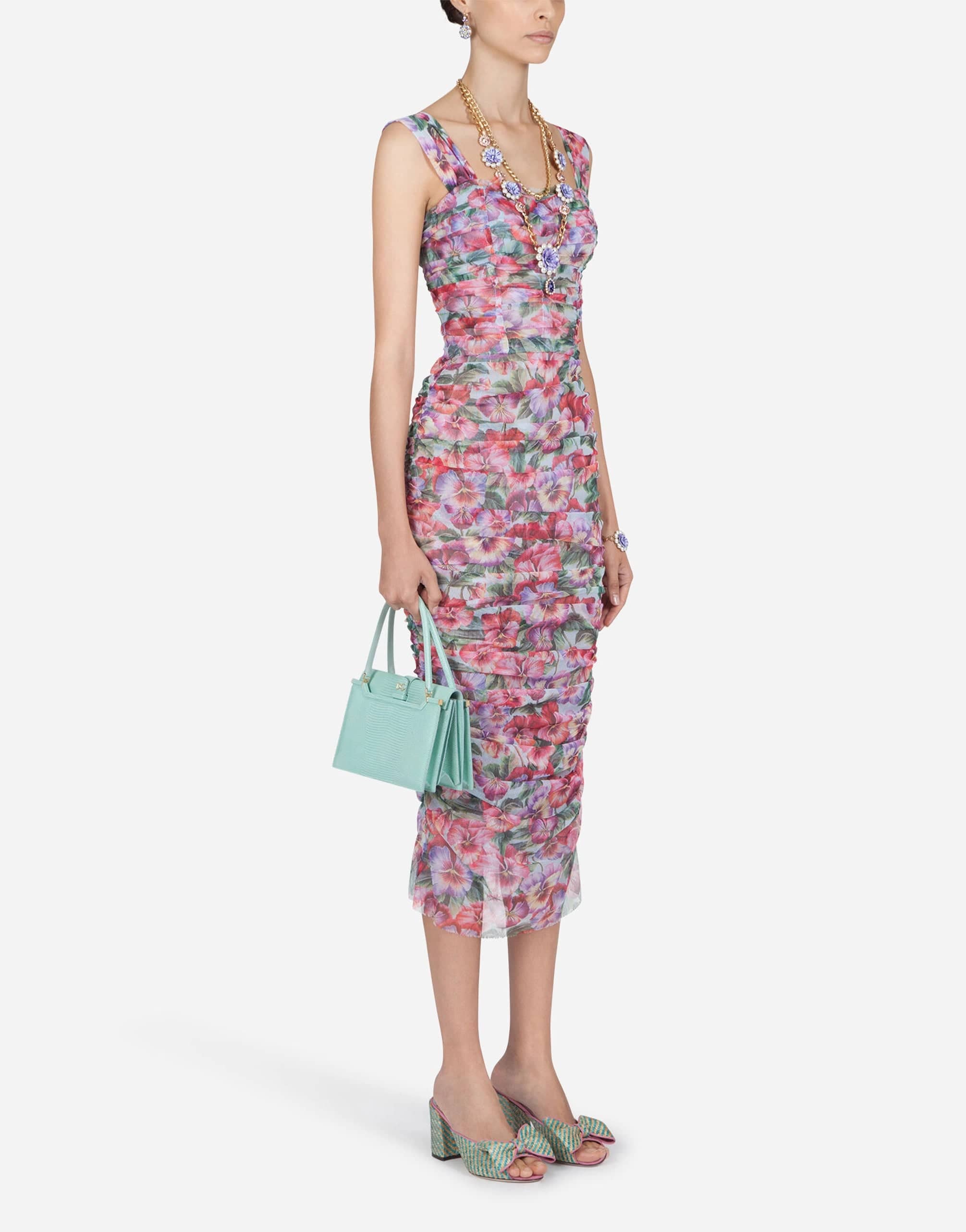 Dolce & Gabbana Form-Fitting Violet Print Midi Dress