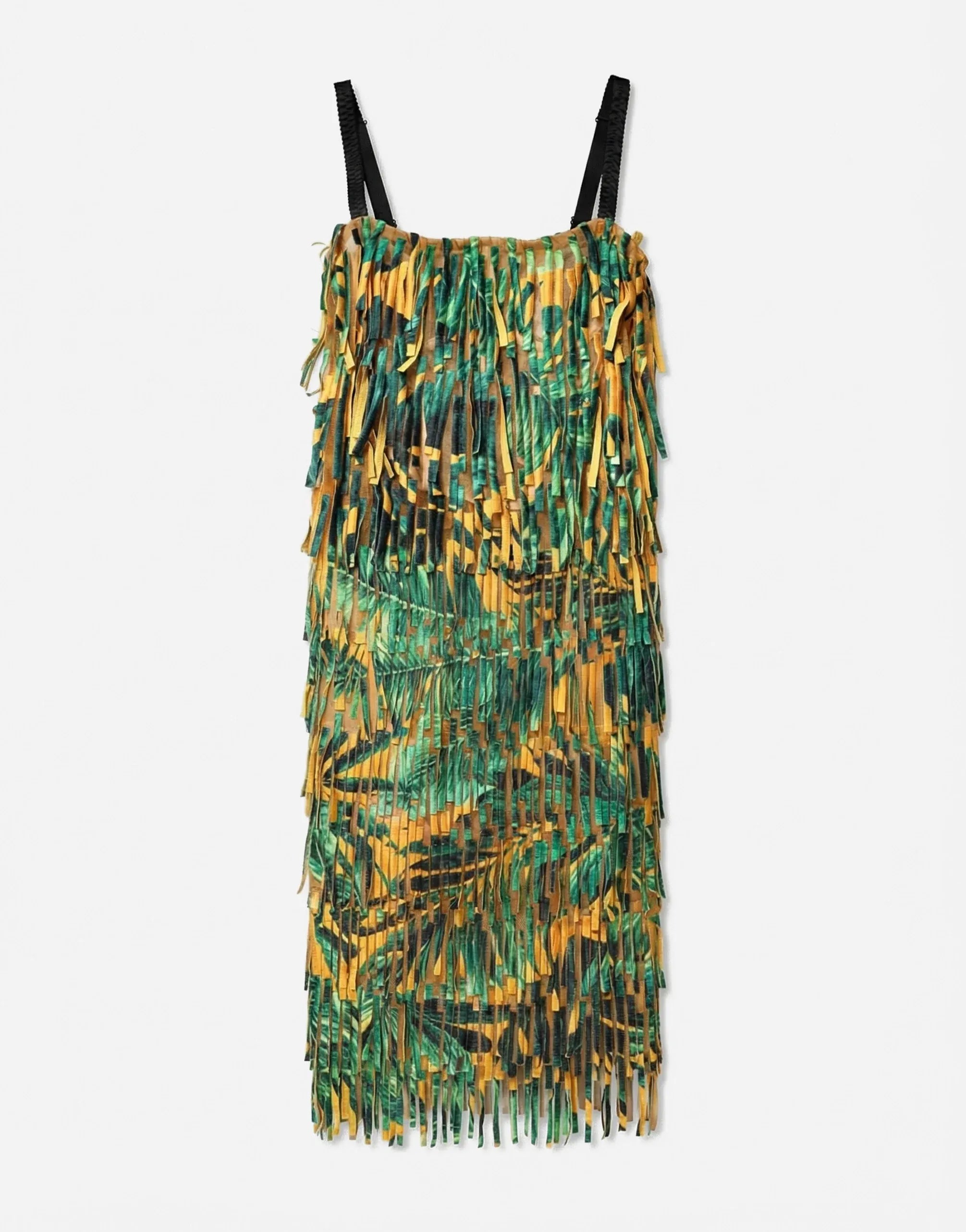 Dolce & Gabbana Multicolor Tropical Print Fringe Maxi Dress