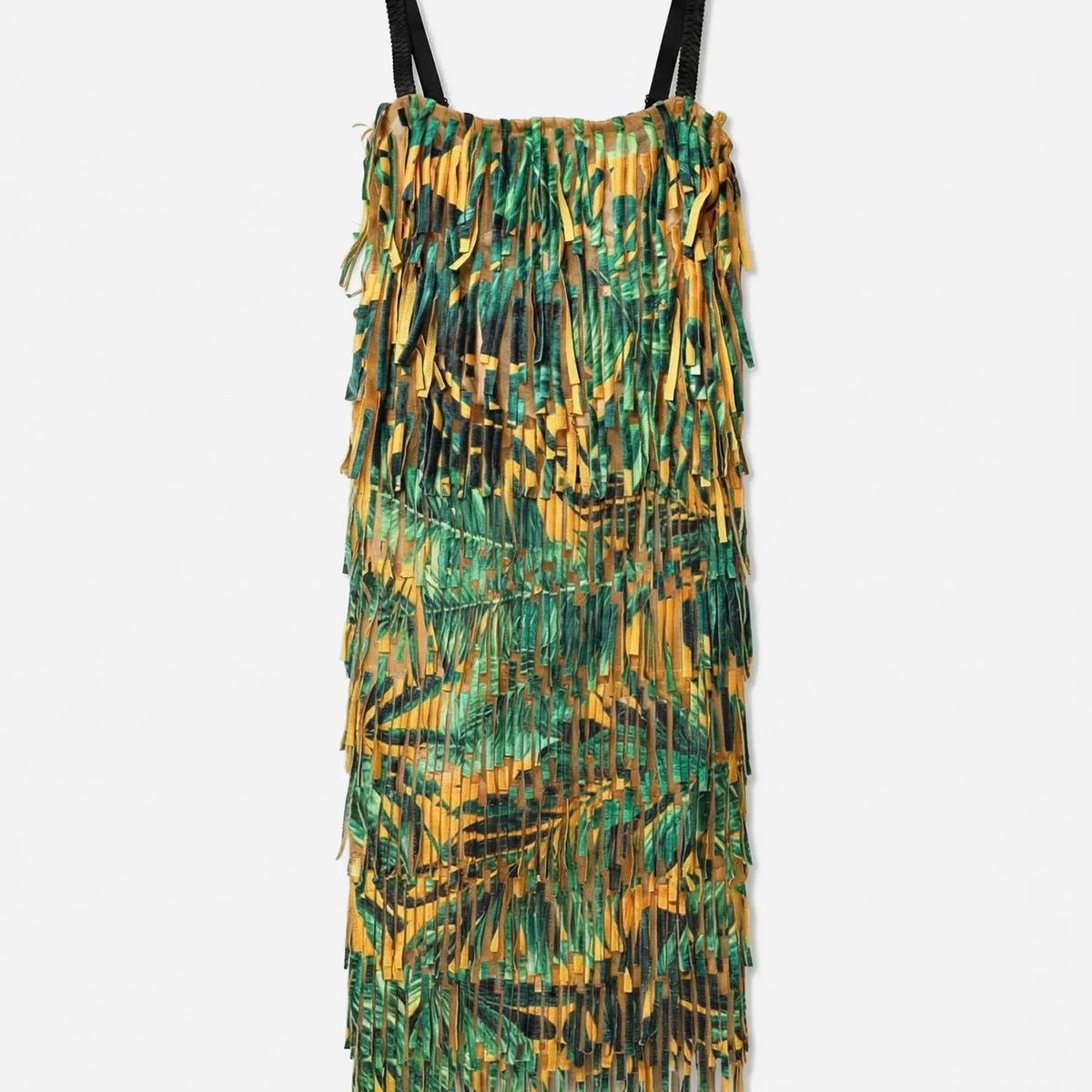 Dolce & Gabbana Fringed Tropical-Print Cotton-Blend Mesh Maxi Dress