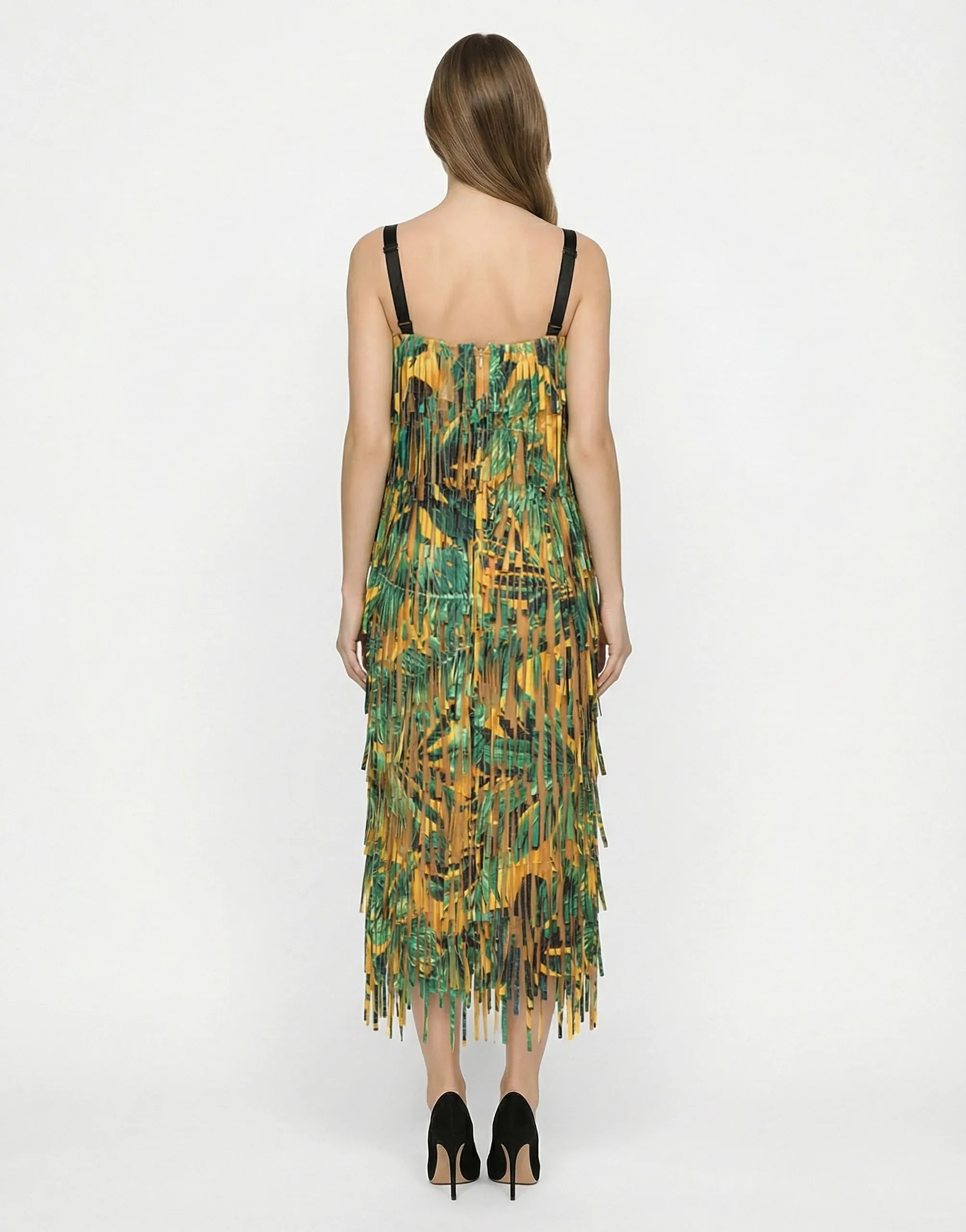 Dolce & Gabbana Fringed Tropical-Print Cotton-Blend Mesh Maxi Dress
