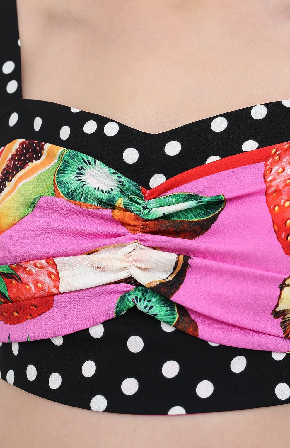 Dolce & Gabbana Fruits Polka Dot Print Silk Top