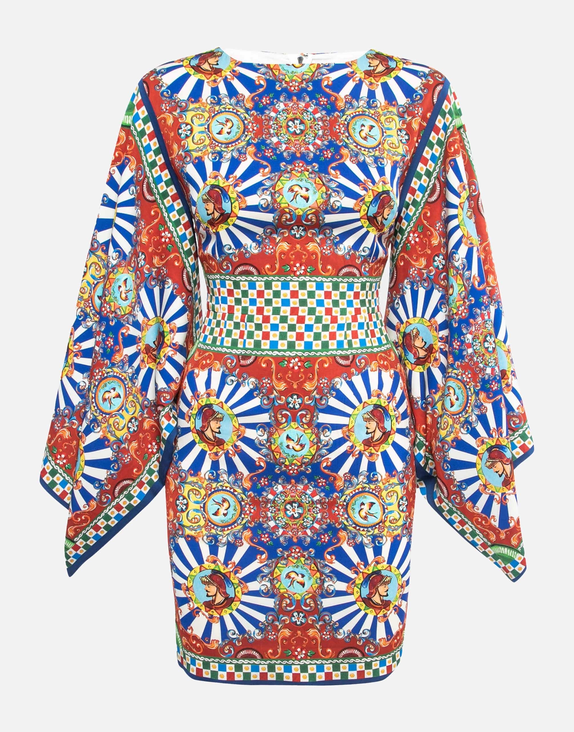 Dolce & Gabbana Full-Sleeve Carretto-Print Sheath Dress