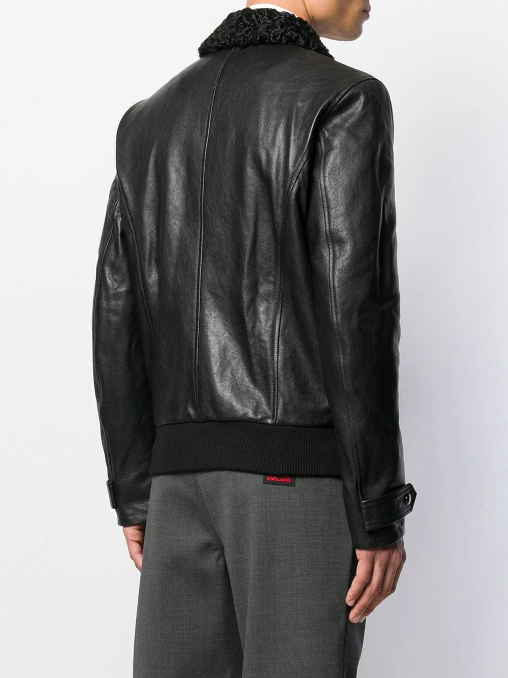 Dolce & Gabbana Fur Collar Zip-Up Biker Jacket