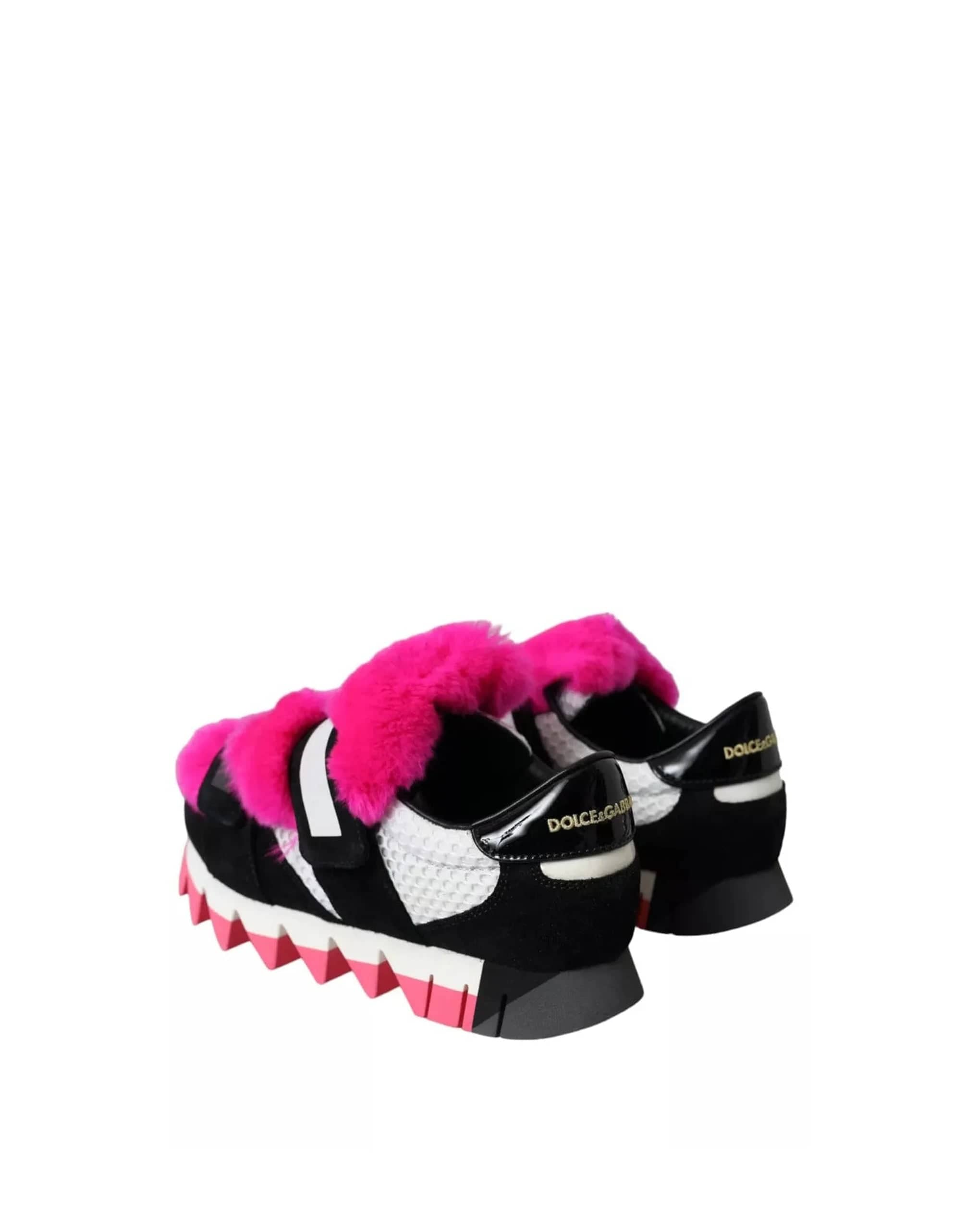 Dolce & Gabbana Fur-Embellished Mesh Sneakers