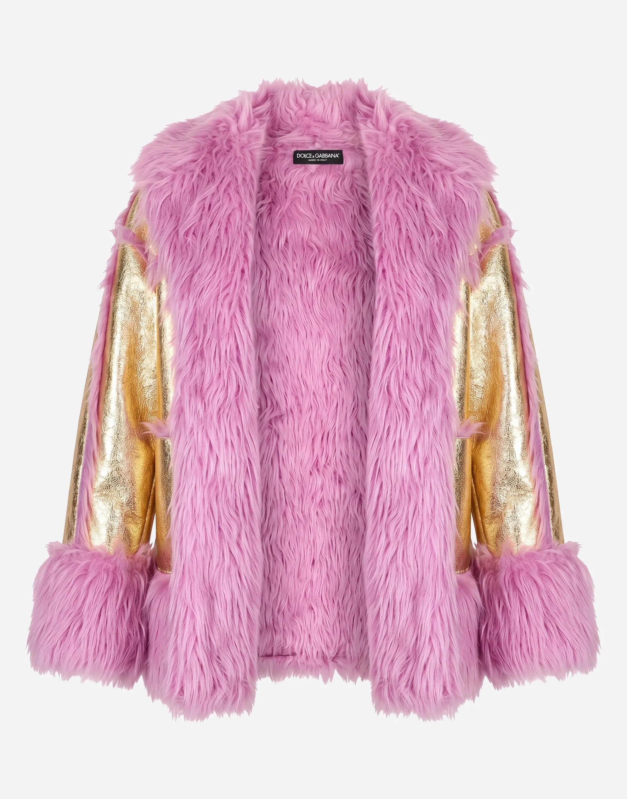 DOLCE&GABBANA ファージャケット　ボンバージャケット　サイズ48 Dolce & Gabbana Faux-Fur Reversible Hooded Jacket - Black