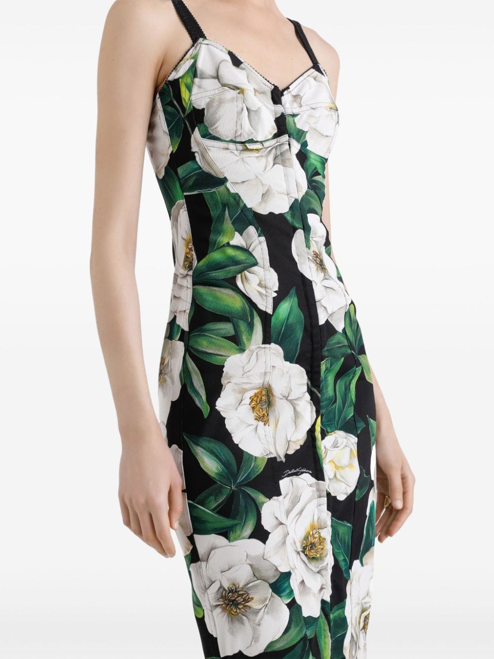 Dolce & Gabbana Gardenia And Floral-Print Midi Dress