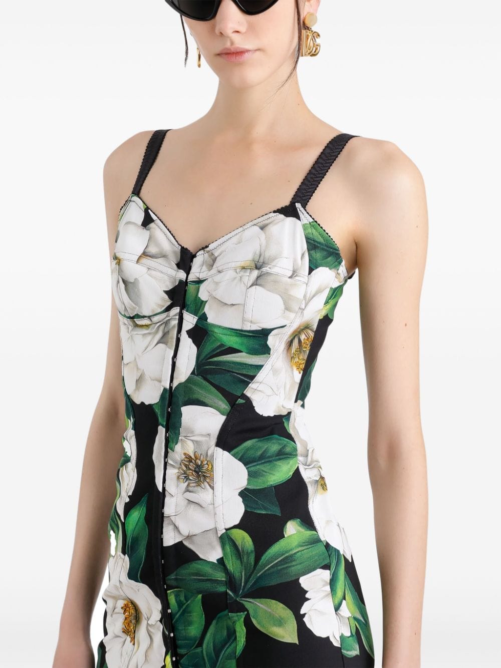 Dolce & Gabbana Gardenia And Floral-Print Midi Dress