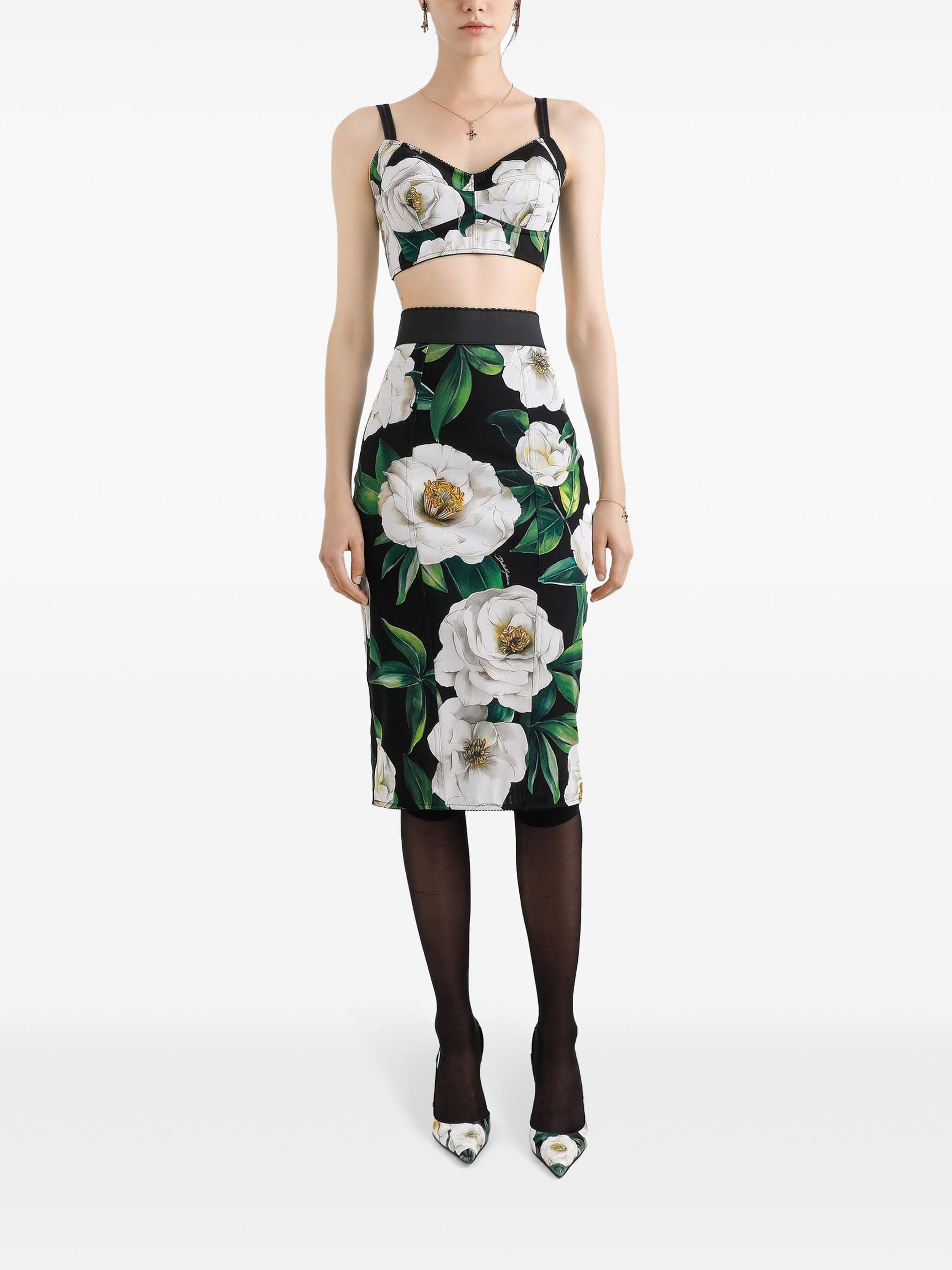 Dolce & Gabbana Gardenia And Floral Print Skirt