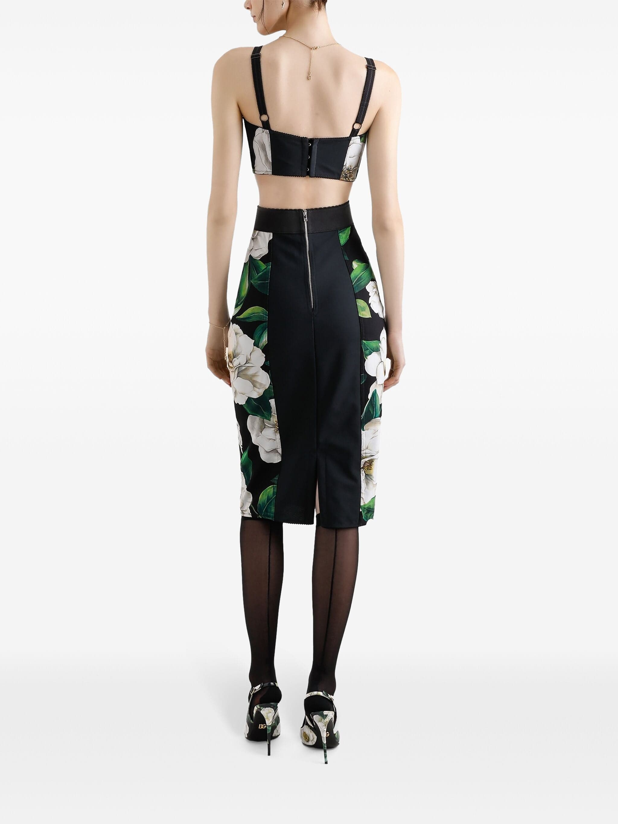 Dolce & Gabbana Gardenia And Floral Print Skirt