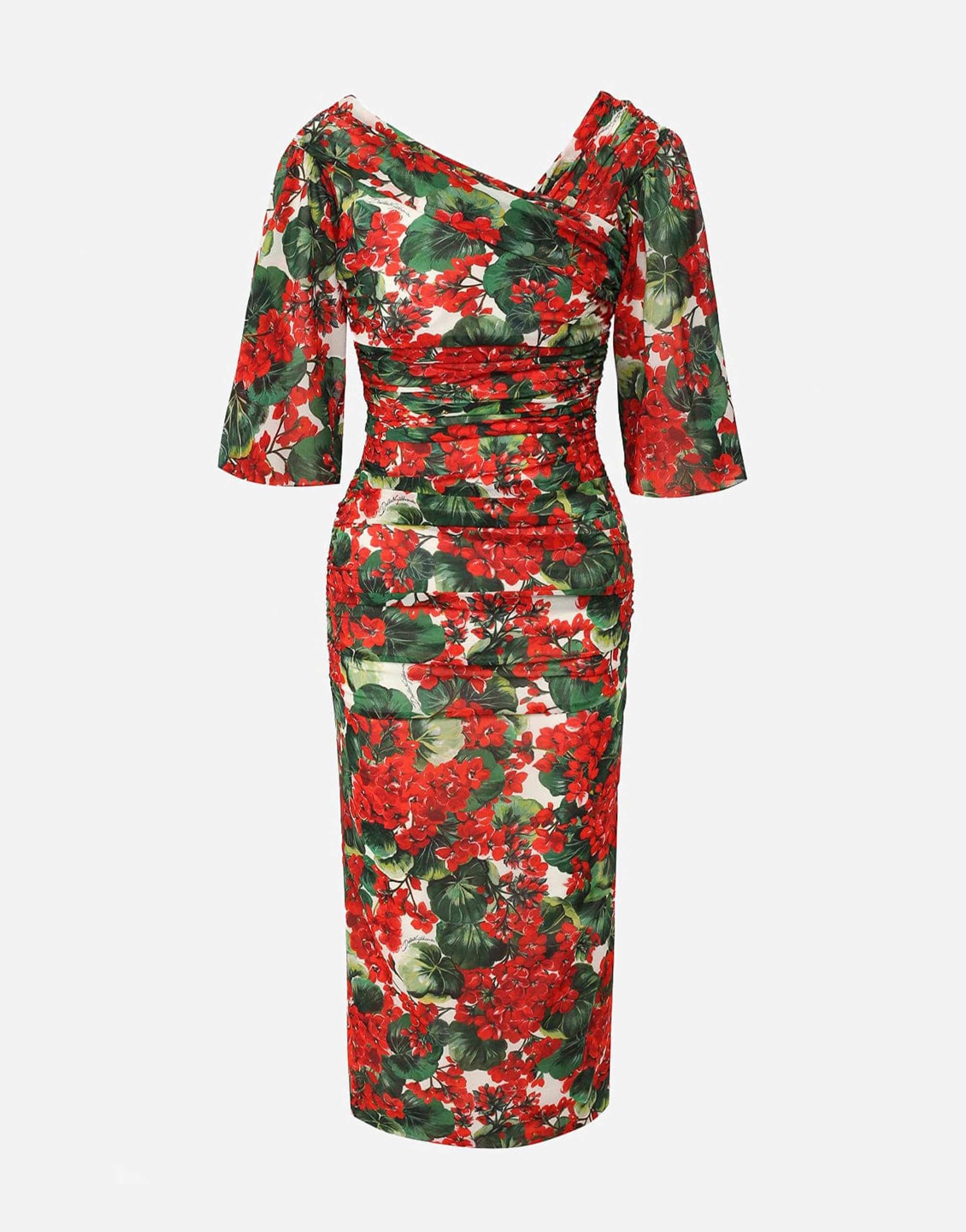 Dolce & Gabbana Geranium-Print Silk-Blend Dress