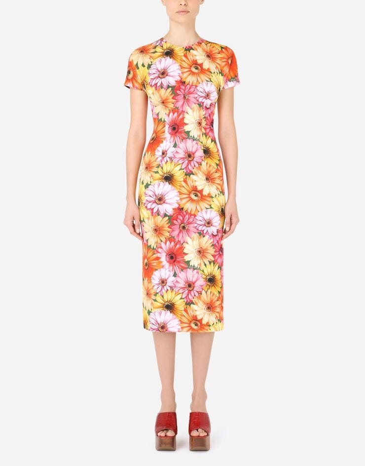 Dolce & Gabbana Gerbera-Daisy Print Charmeuse Dress