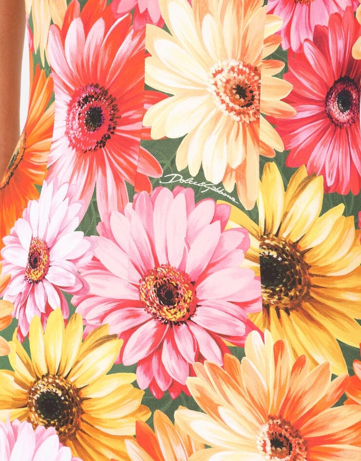 Dolce & Gabbana Gerbera-Daisy Print Charmeuse Dress