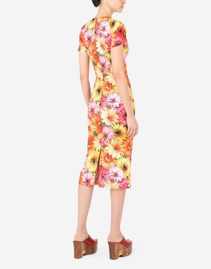 Dolce & Gabbana Gerbera-Daisy Print Charmeuse Dress