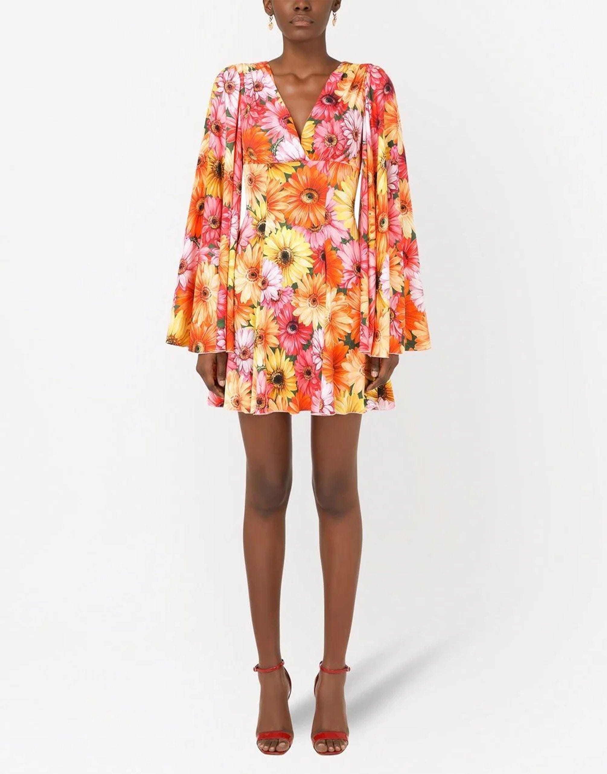 Dolce & Gabbana Gerbera Daisy Print Short Dress