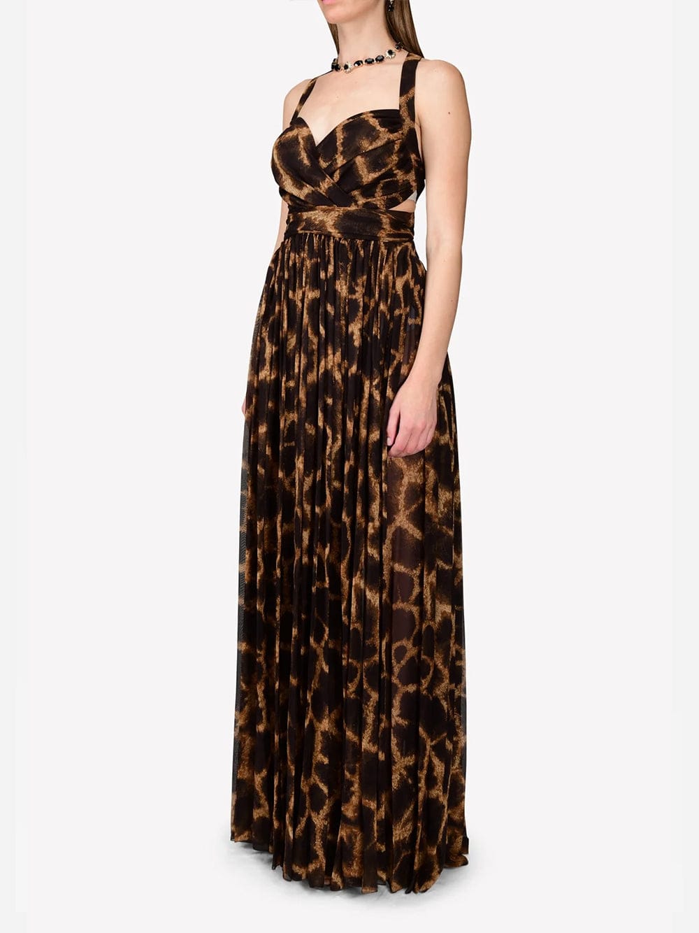 Dolce & Gabbana Giraffe-Print Chiffon Silk Gown
