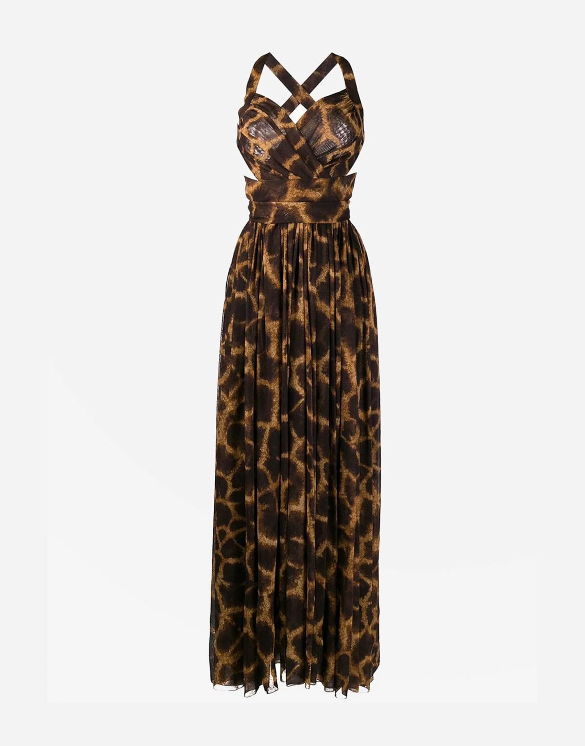 Dolce & Gabbana Giraffe-Print Chiffon Silk Gown