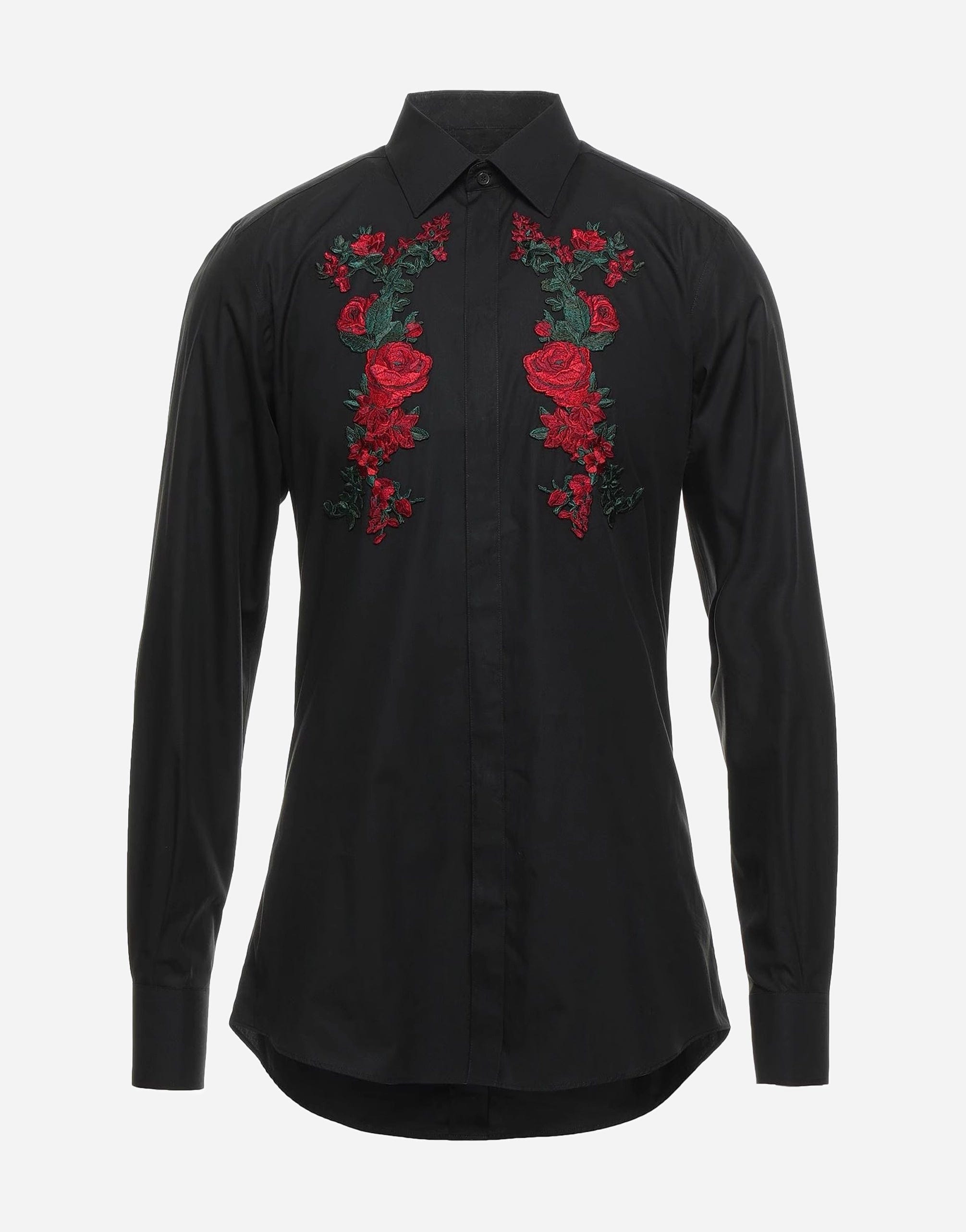 Dolce & Gabbana Cotton Gold-fit Shirt With Rose Patches