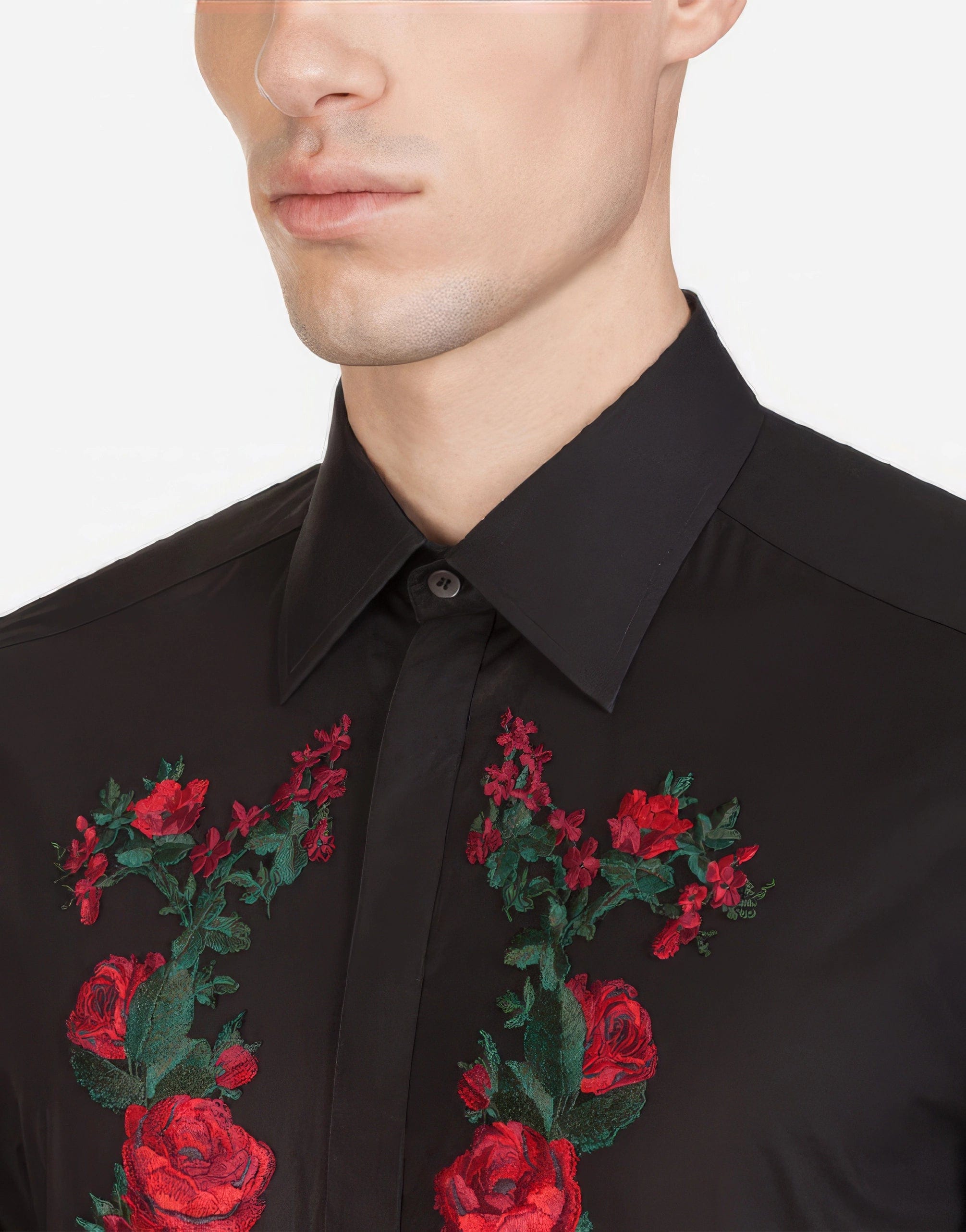 Dolce & Gabbana Gold-fit Shirt With Rose Patches