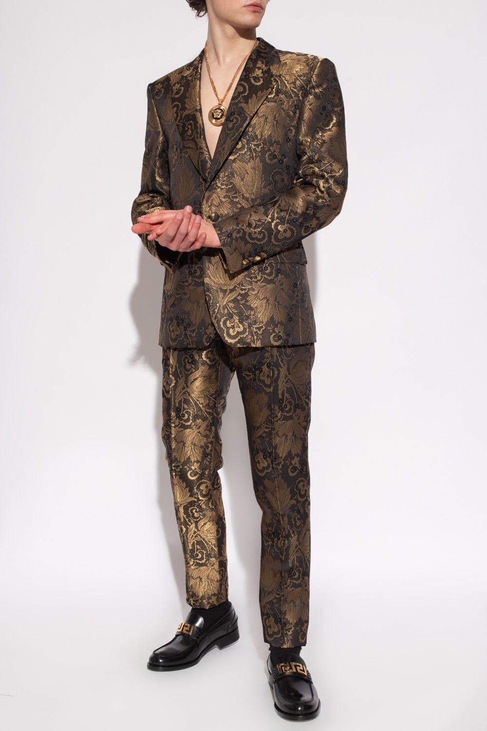 Dolce & Gabbana Gold Floral Jacquard Tuxedo Jacket