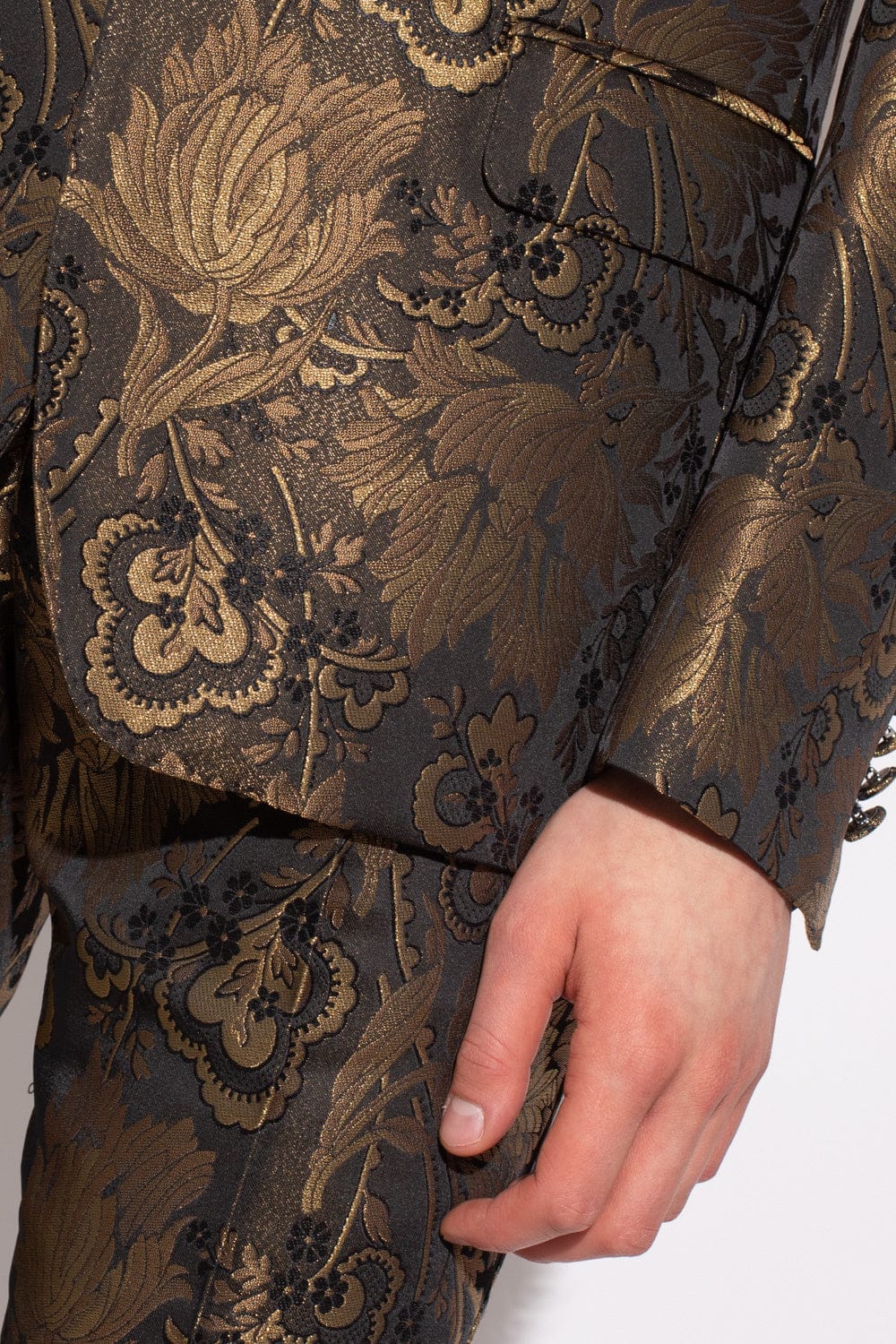 Dolce & Gabbana Gold Floral Jacquard Tuxedo Jacket