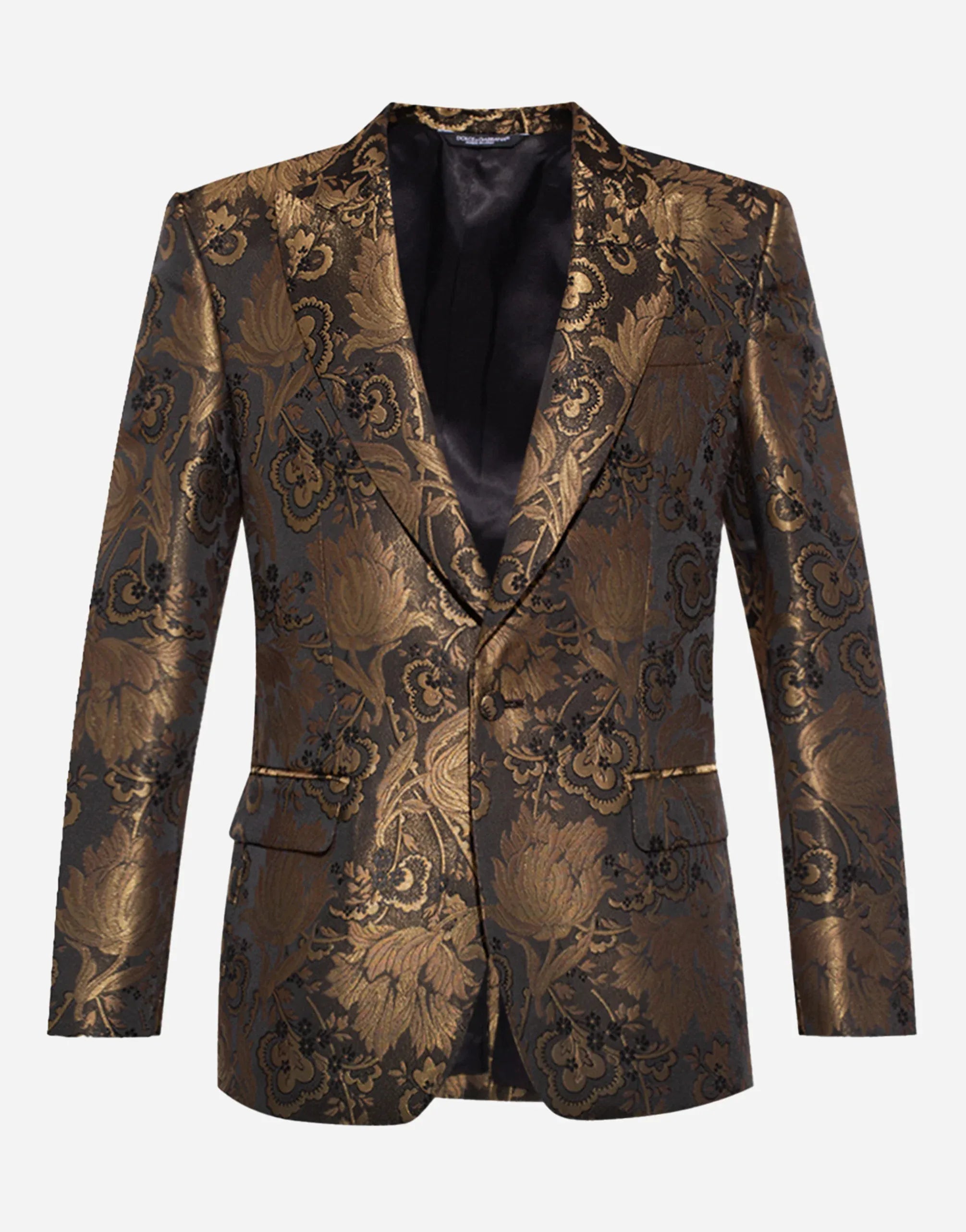 Dolce & Gabbana Gold Floral Jacquard Tuxedo Jacket | Sendegaro KH