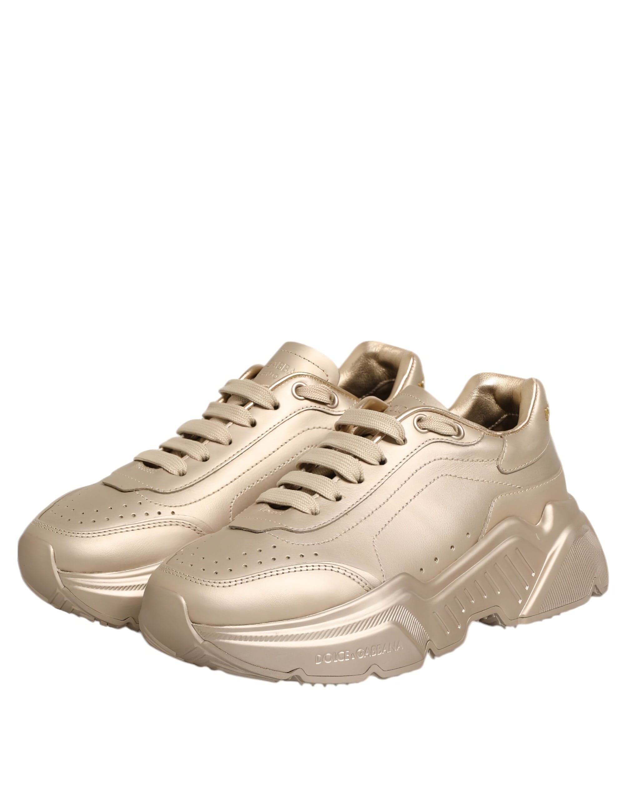 Dolce & Gabbana Gold Leather Daymaster Sneakers