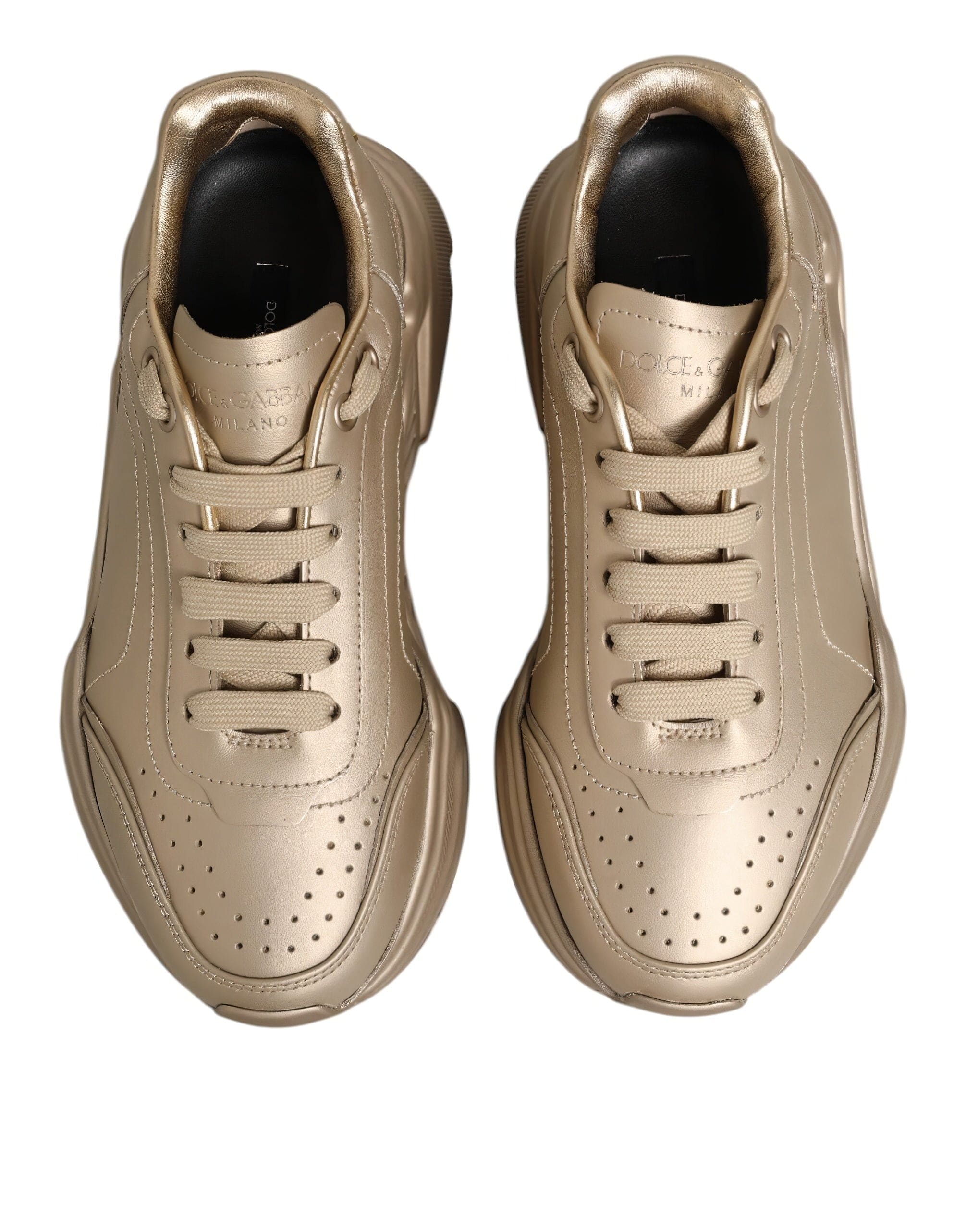 Dolce & Gabbana Gold Leather Daymaster Sneakers