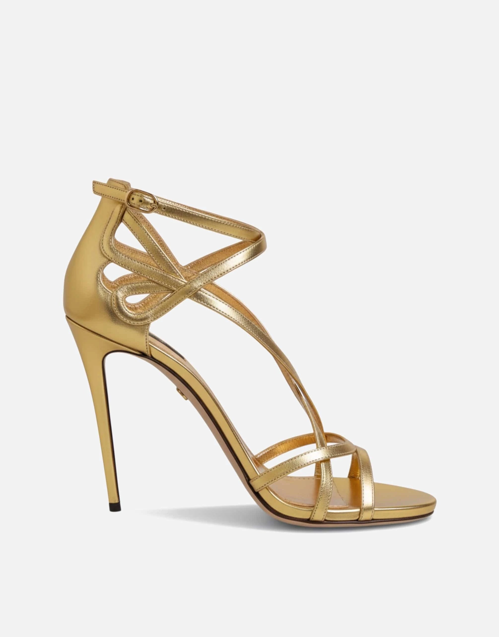 Dolce & Gabbana Gold Leather Keira Sandals