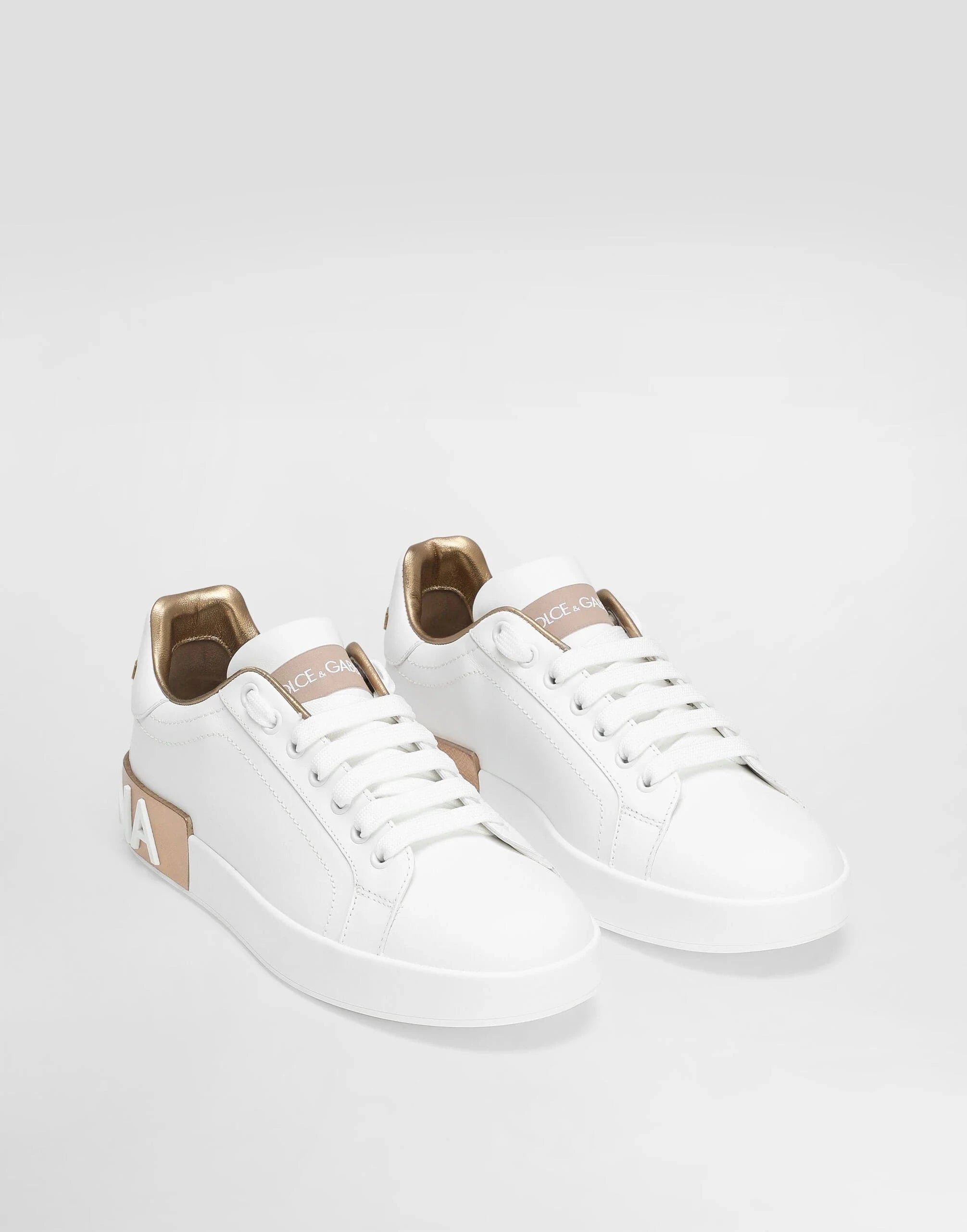 Dolce & Gabbana Gold Logo Calfskin Portofino sneakers