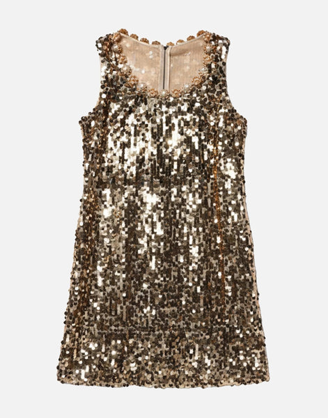 Dolce & Gabbana Gold Sequined A-Line Minidress | Sendegaro FR Dolce & Gabbana Gold Sequined A-Line Minidress | Sendegaro FR