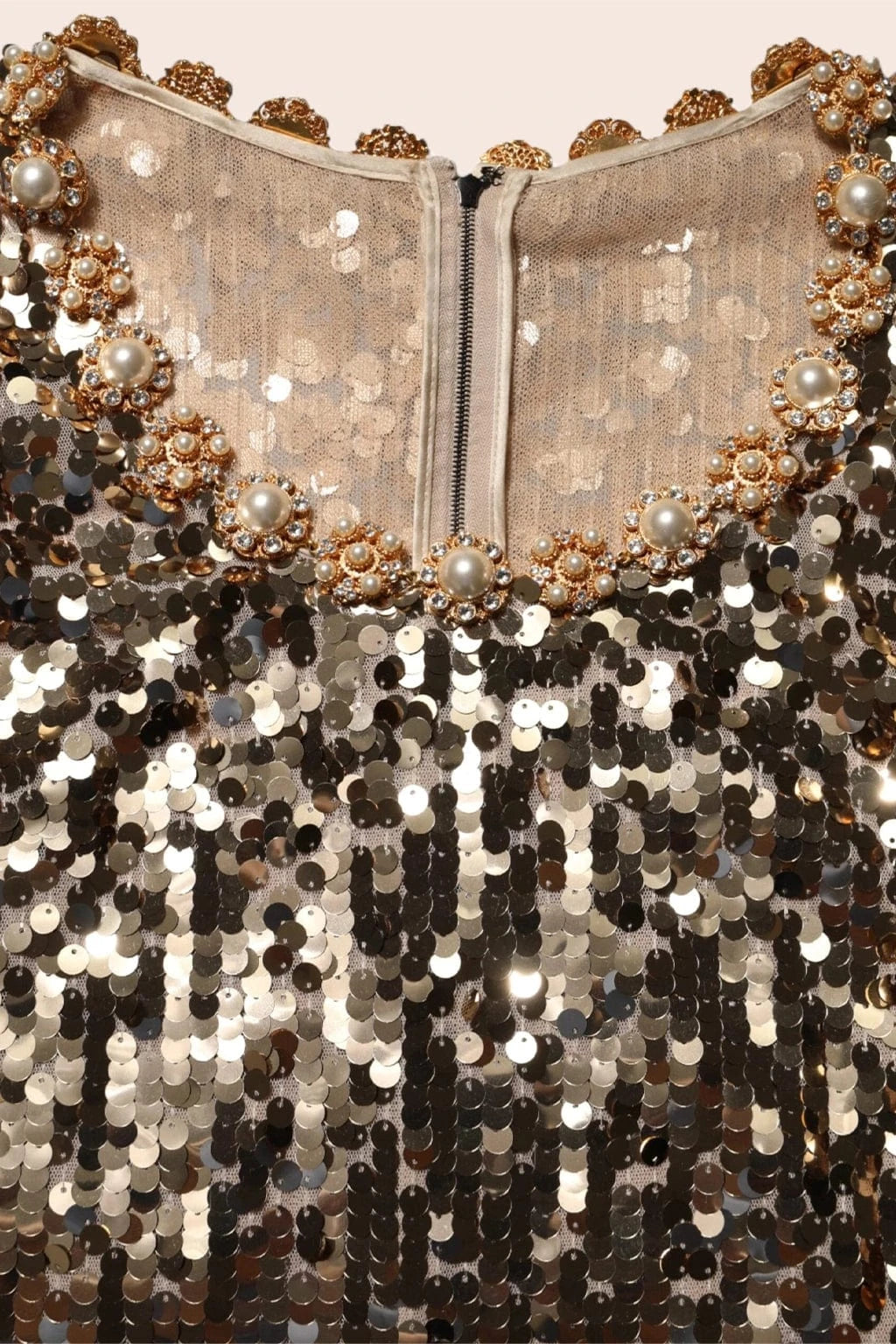 Gold Sequined A-Line Minidress