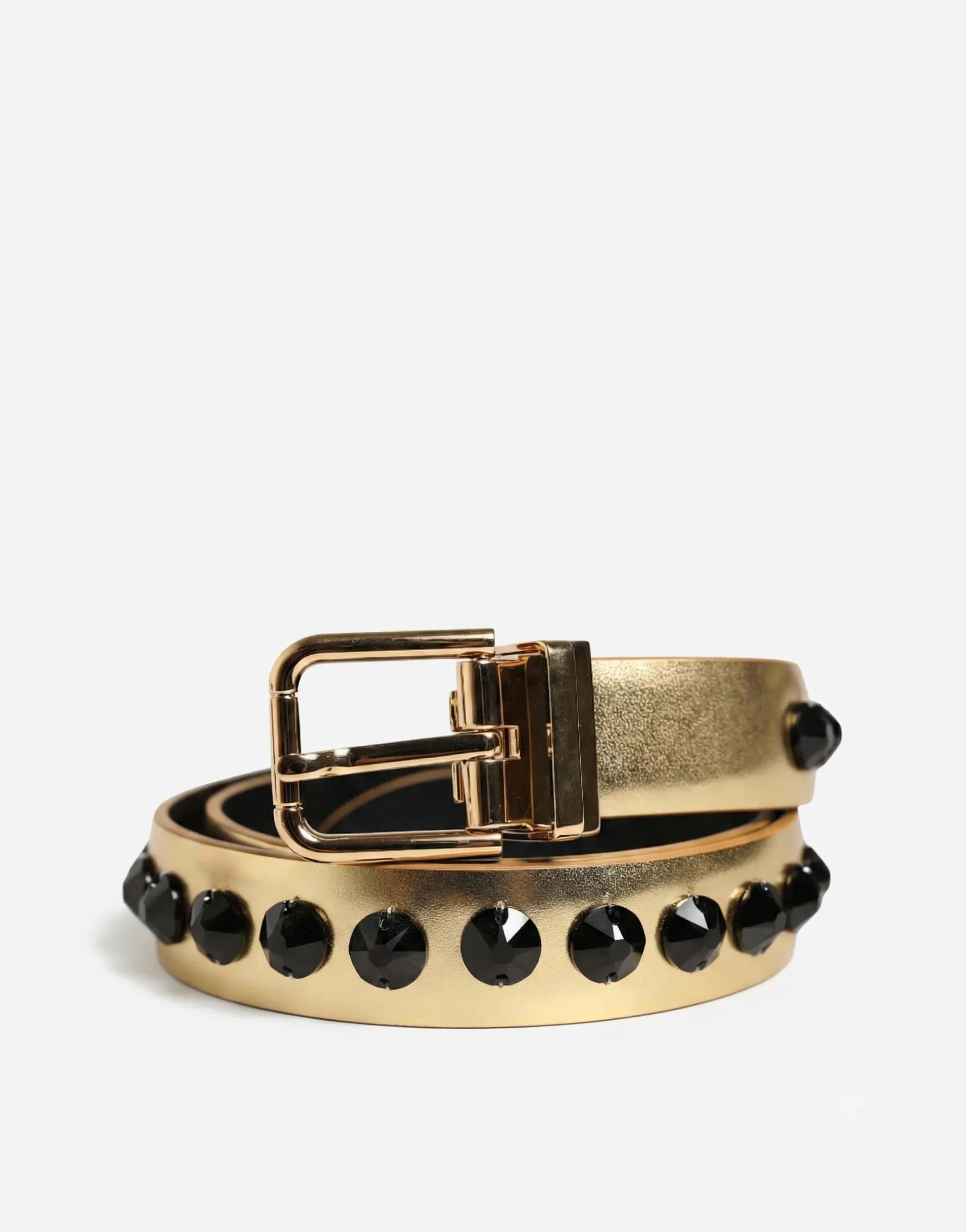 Dolce & Gabbana Gold Studded Leather Belt