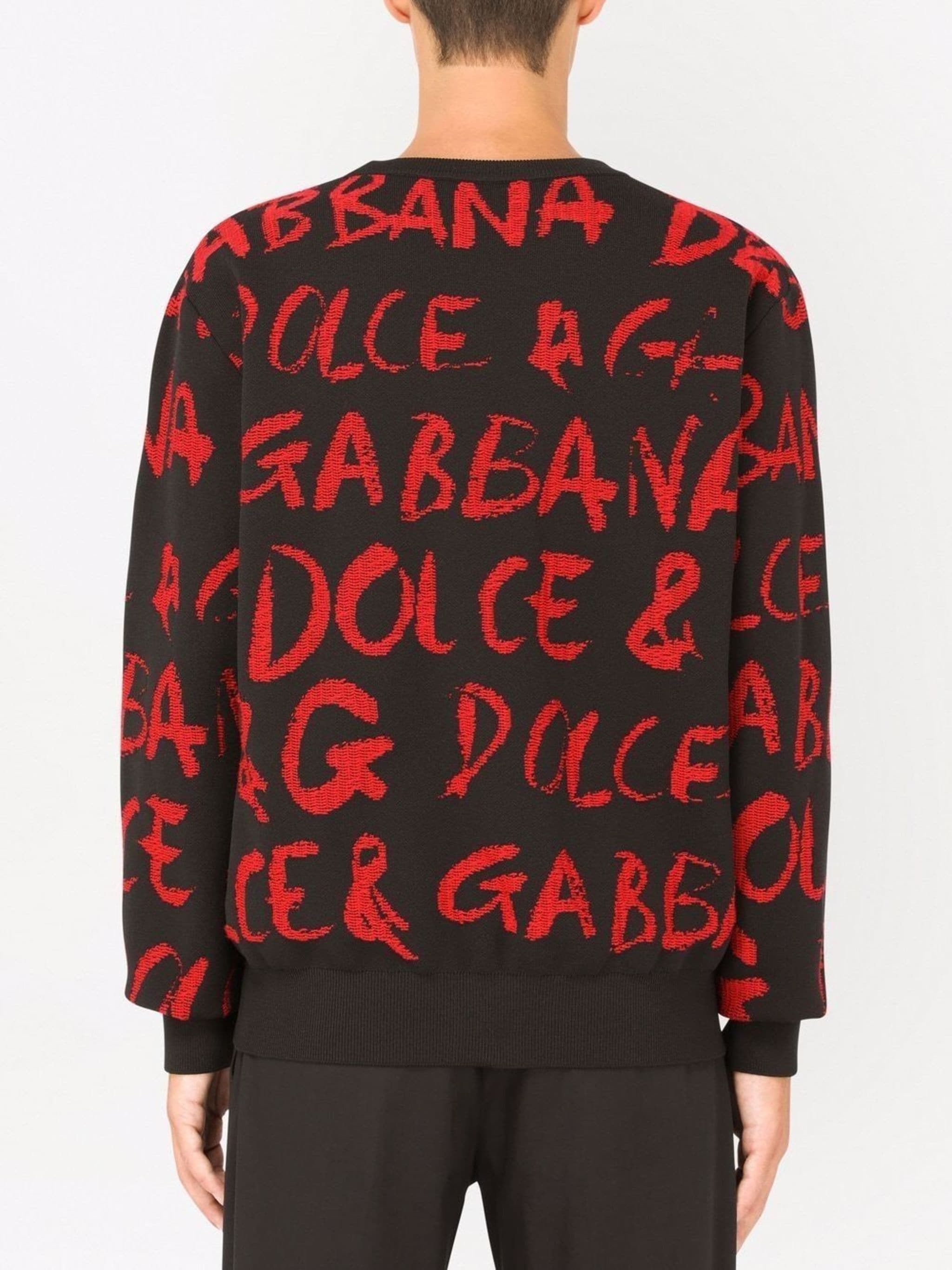 Dolce & Gabbana Graffiti Logo Jacquard Sweater