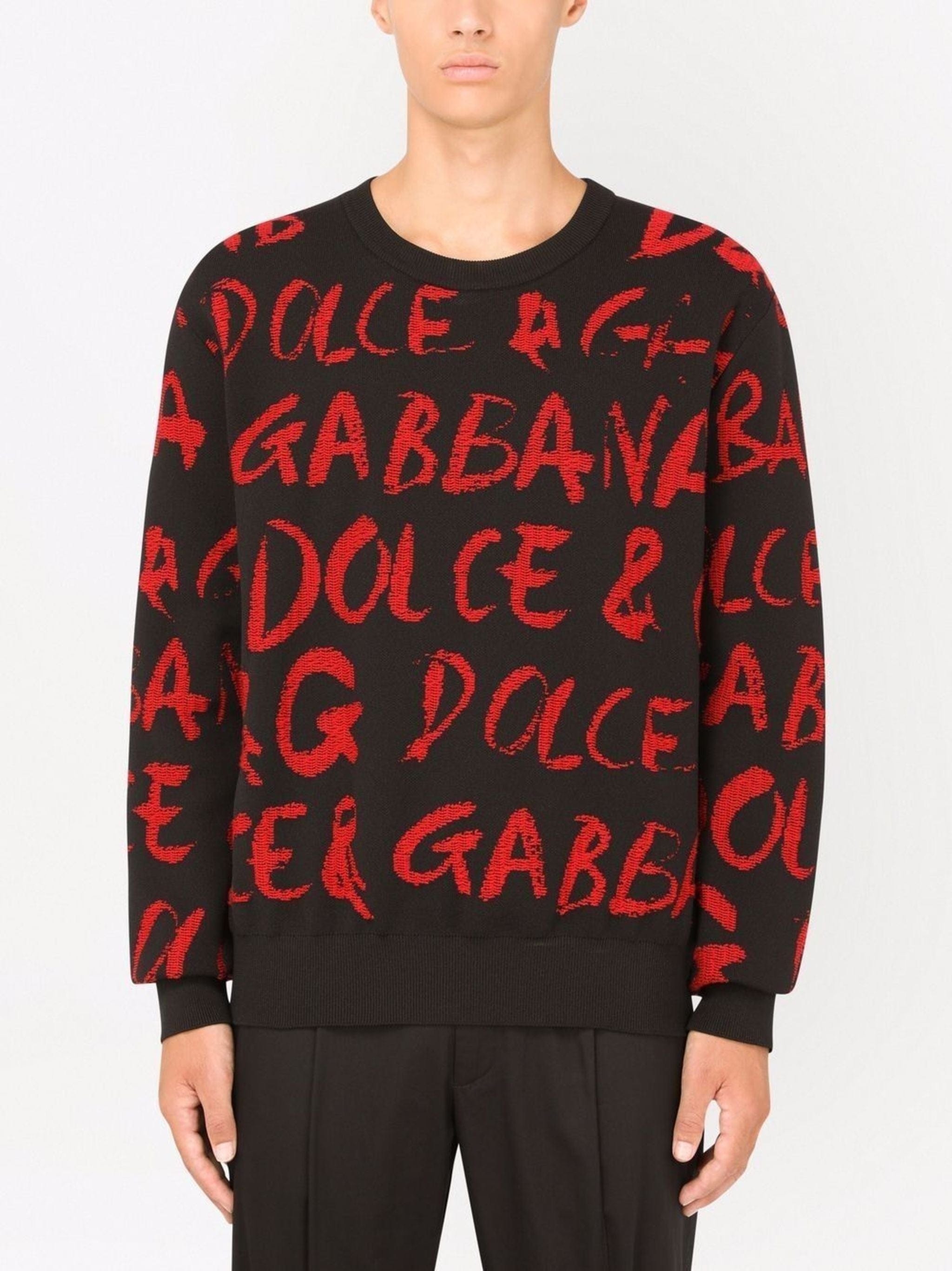 Dolce & Gabbana Graffiti Logo Jacquard Sweater