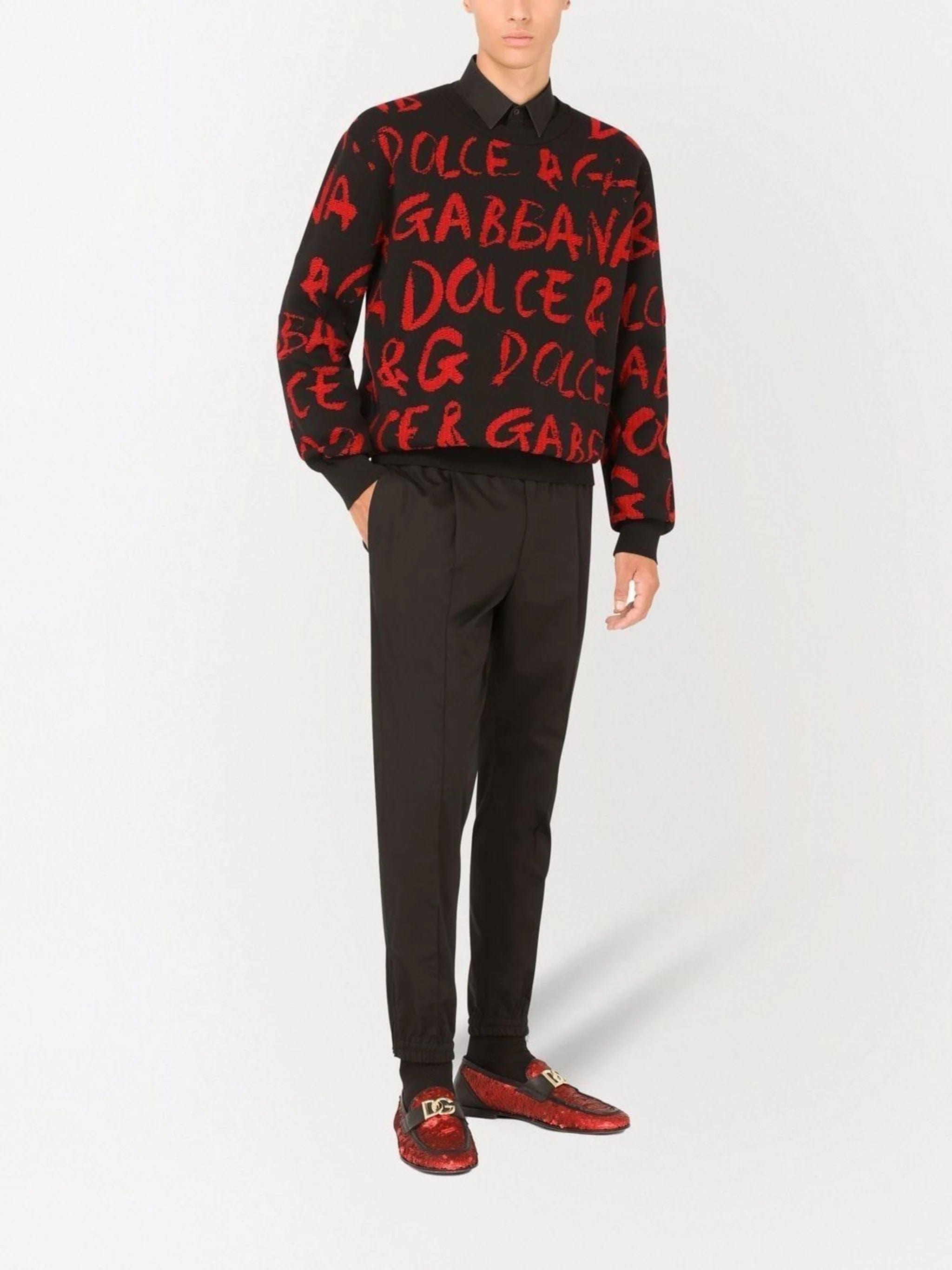 Dolce & Gabbana Graffiti Logo Jacquard Sweater