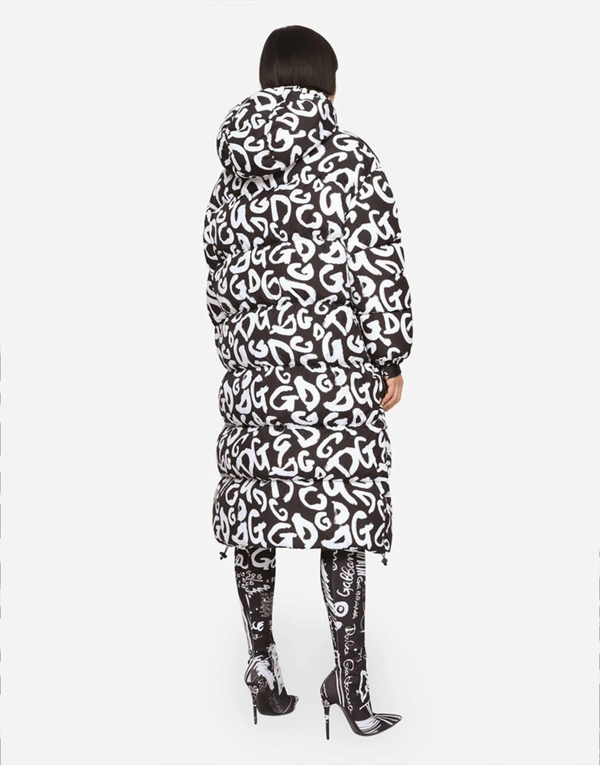 Dolce & Gabbana Graffiti Logo-Print Long Coat