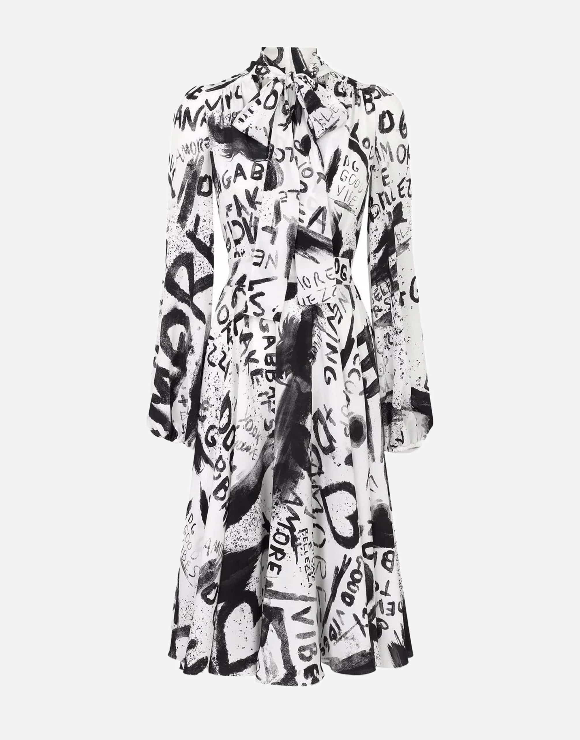 Dolce & Gabbana Graffiti-Print Midi Dress