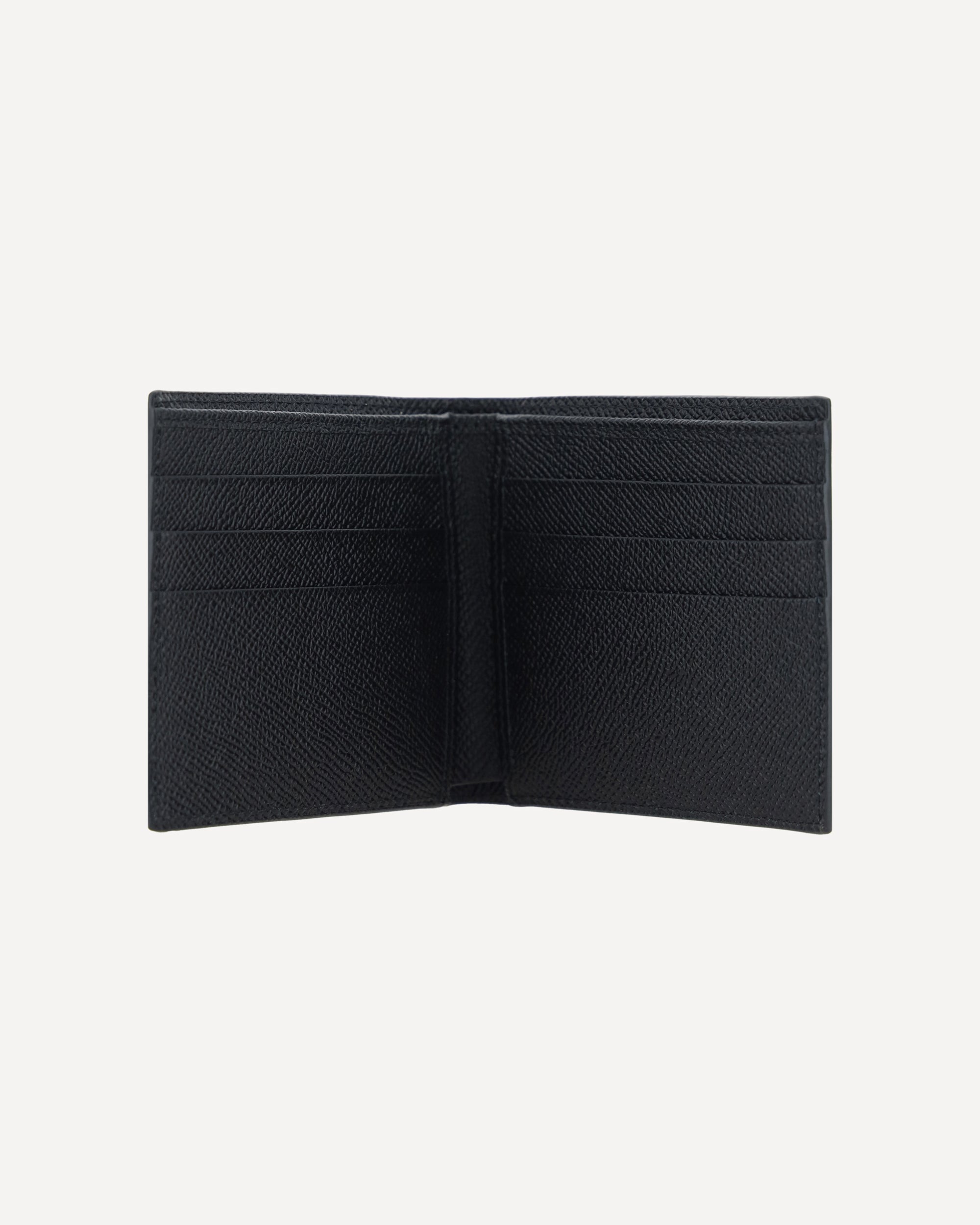 Dolce & Gabbana Grained Leather Wallet Metallic Plaque