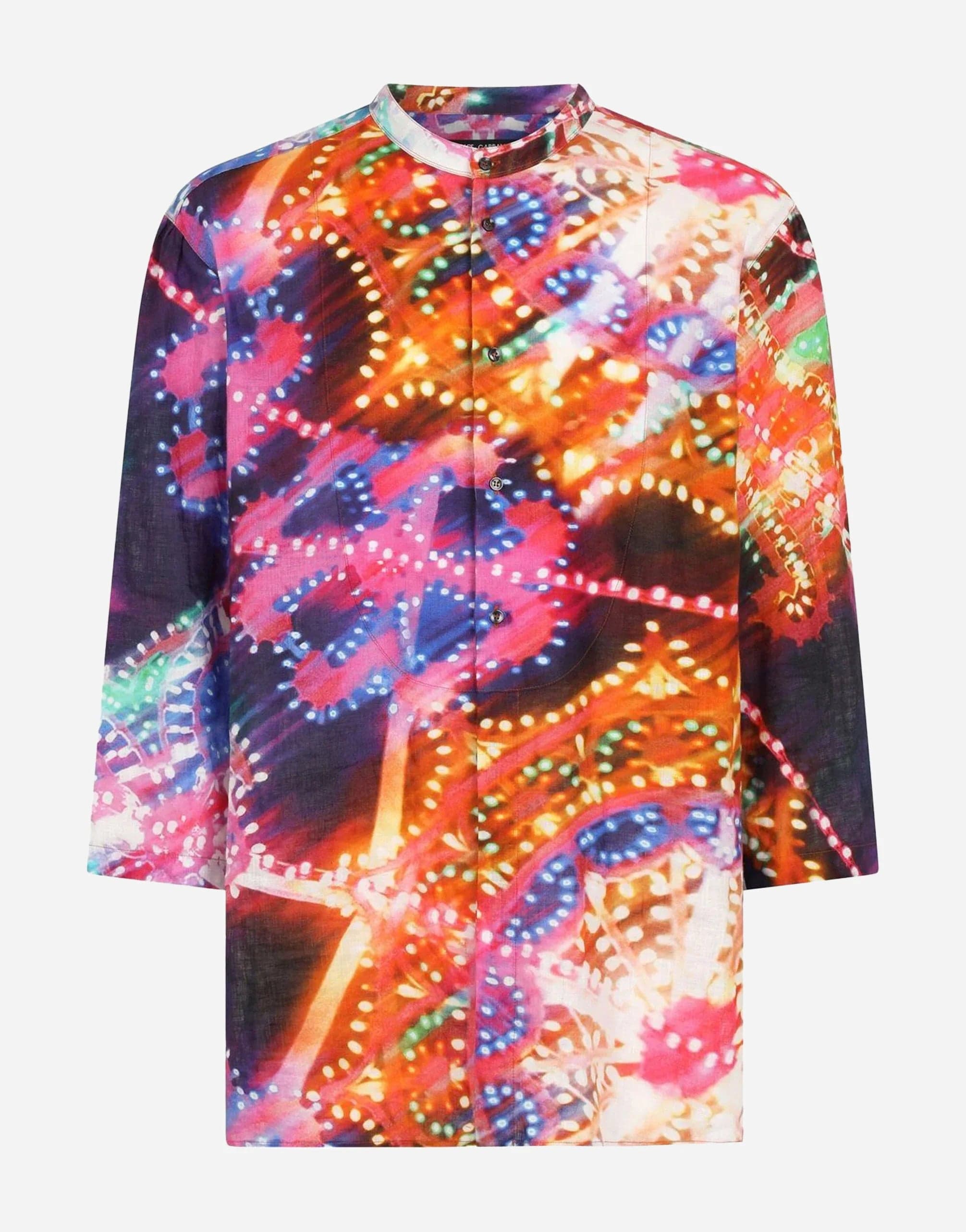 Dolce & Gabbana Graphic-Print Band-Collar Shirt
