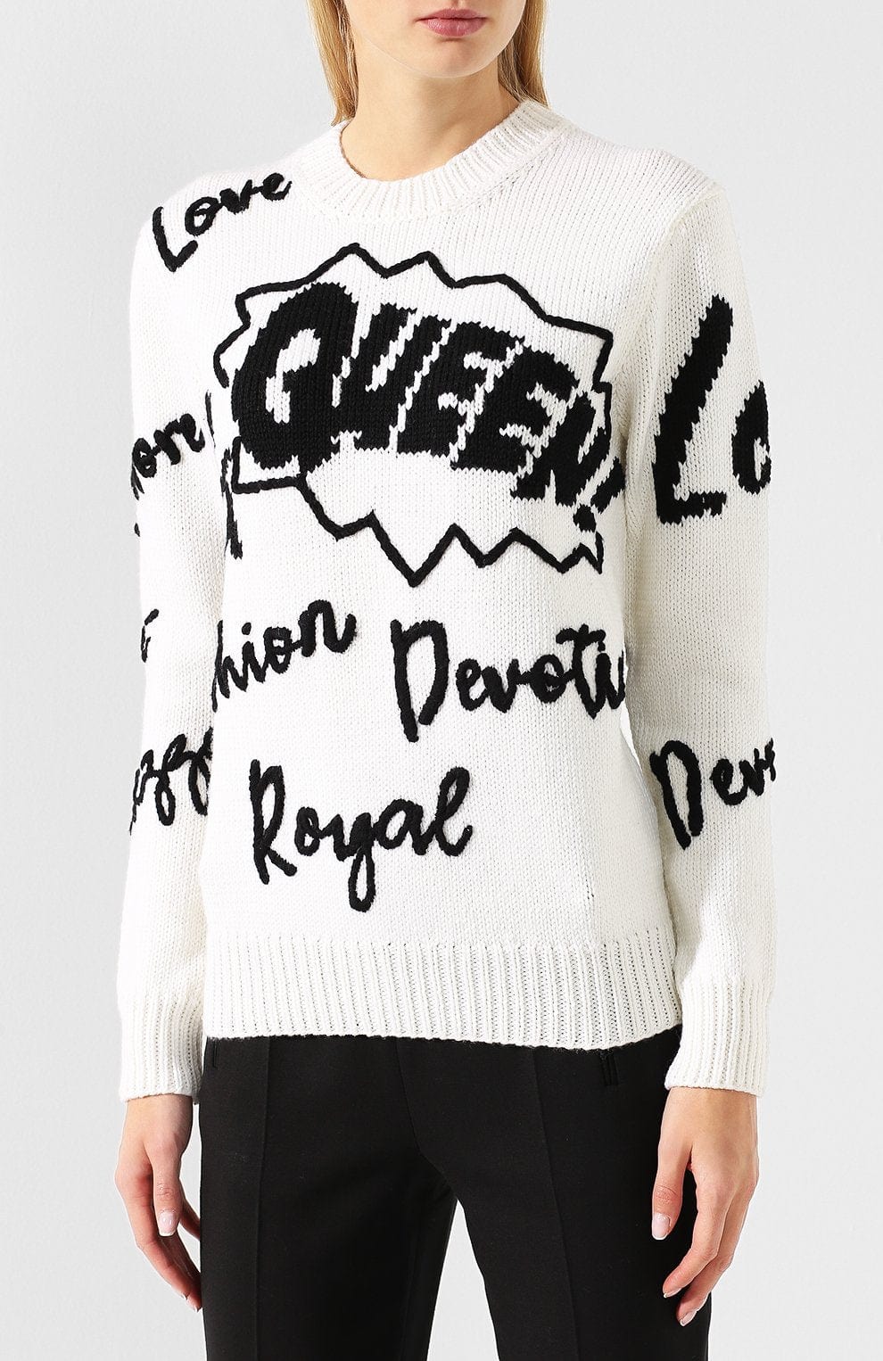 Dolce & Gabbana Graphic Slogan Intarsia Knit Sweater