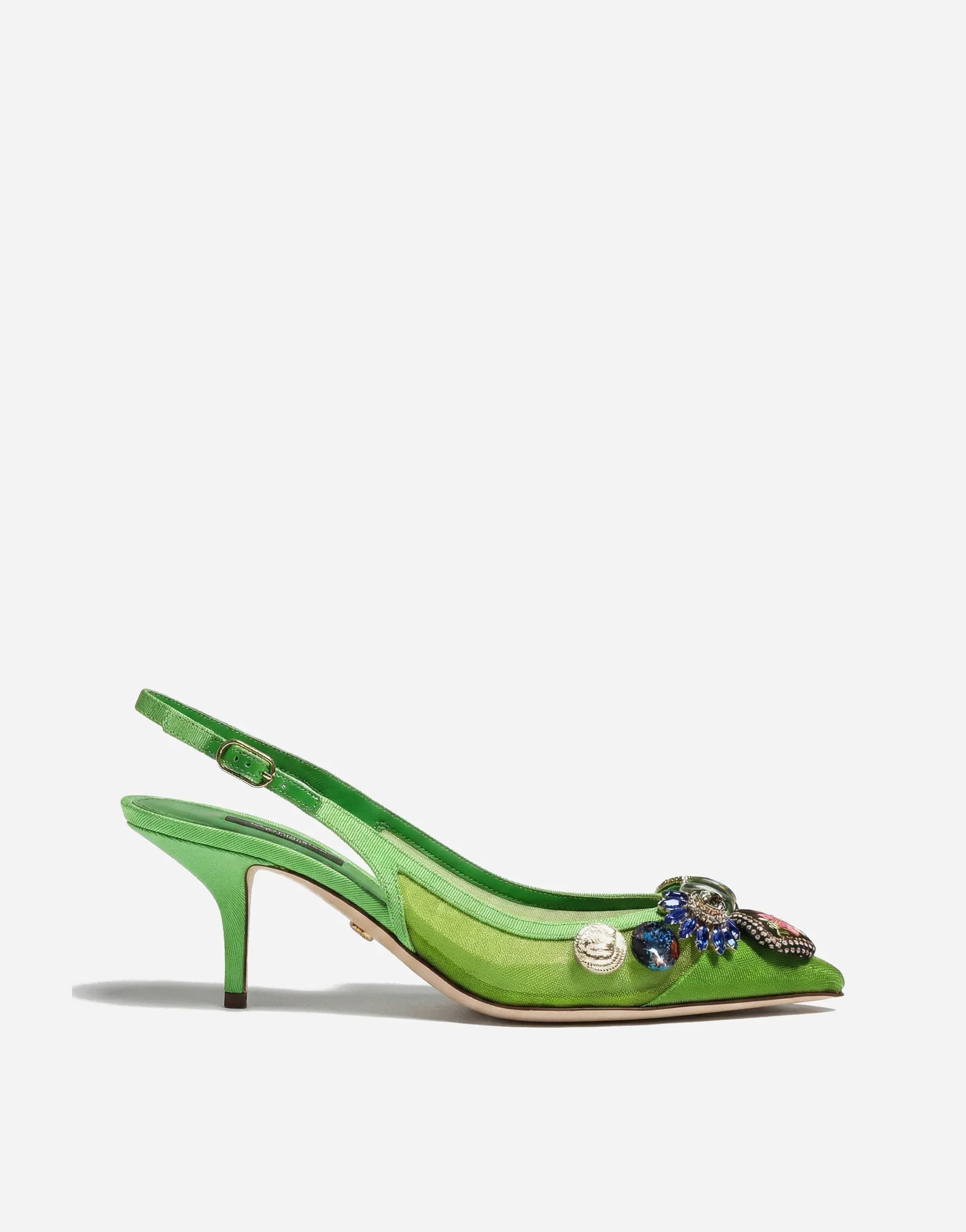 Dolce & Gabbana Green Embellished Slingbacks