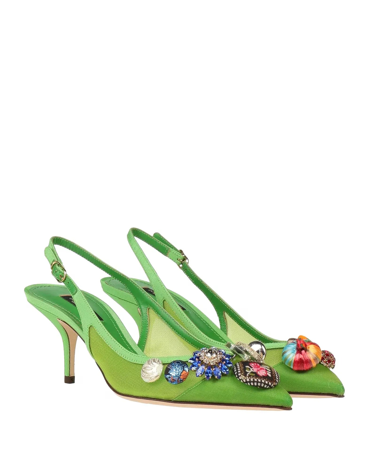 Dolce & Gabbana Green Embellished Slingbacks