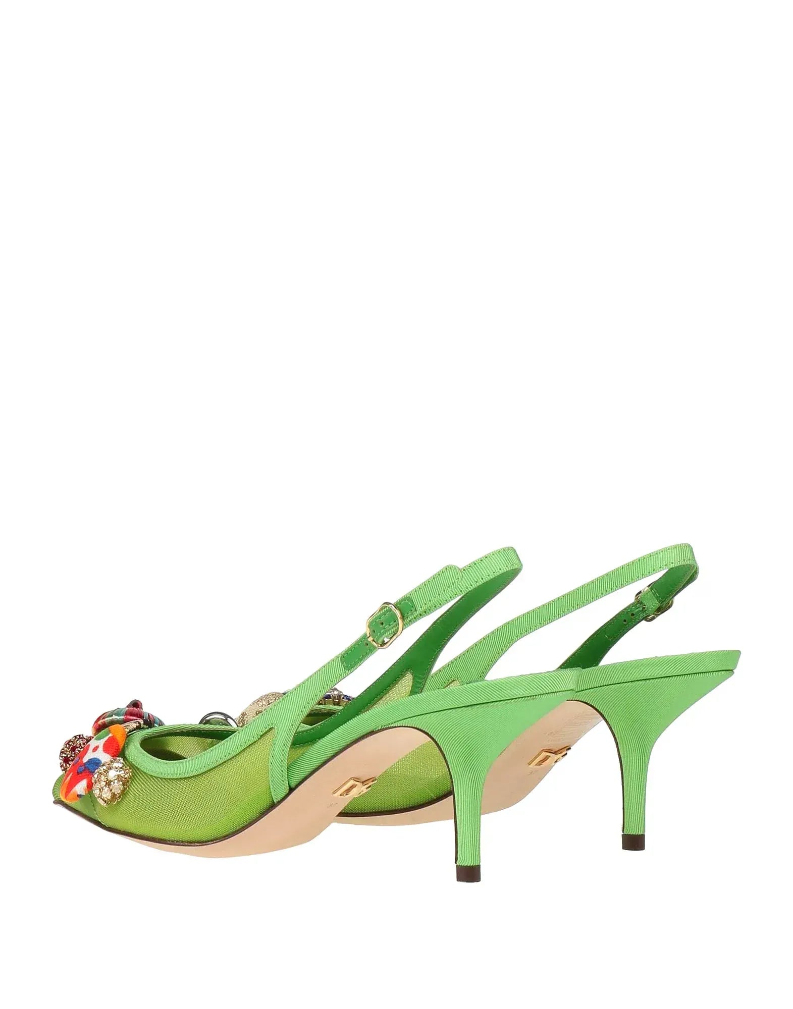 Dolce & Gabbana Green Embellished Slingbacks
